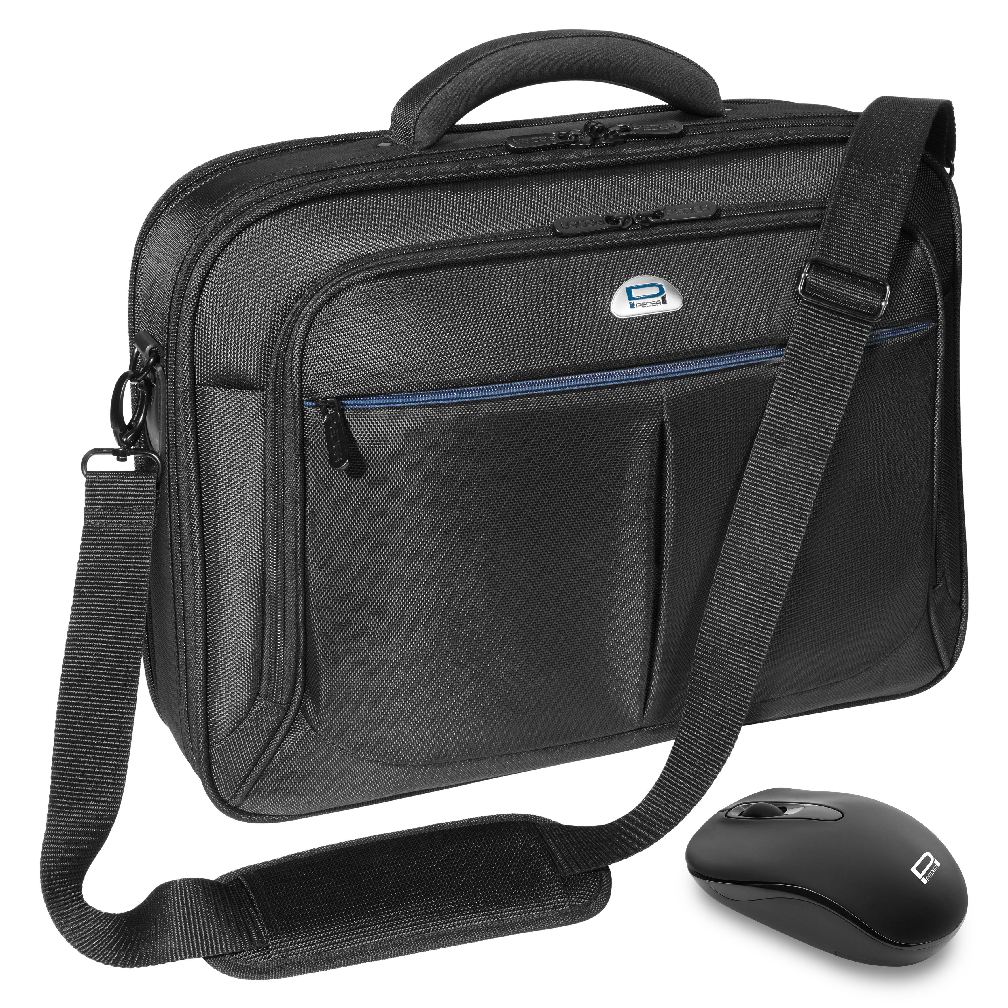 PEDEA Laptoptasche Premium (15,6 Zoll (39,6 cm), mit Funkmaus), stabiler Schutzrahmen, dicke Polsterung, wasserabweisende Materialien