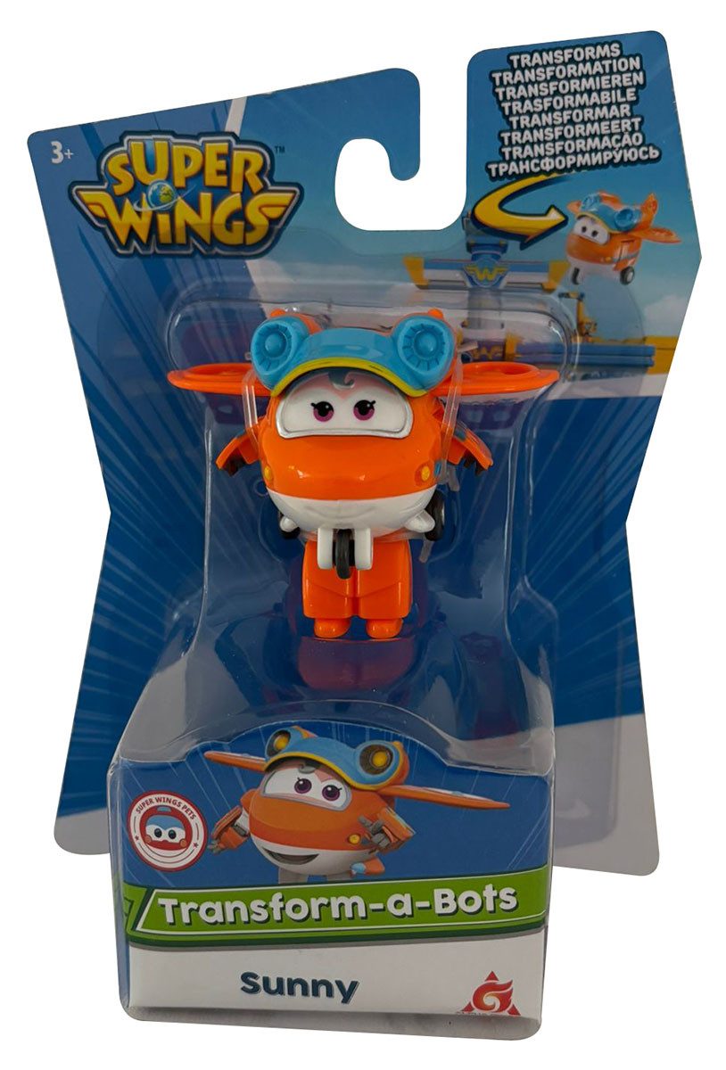 Super Wings Spielfigur Super Wings, Mini Sunny, Orange, Transform-a-Bots–2-in-1 Roboter & Flu