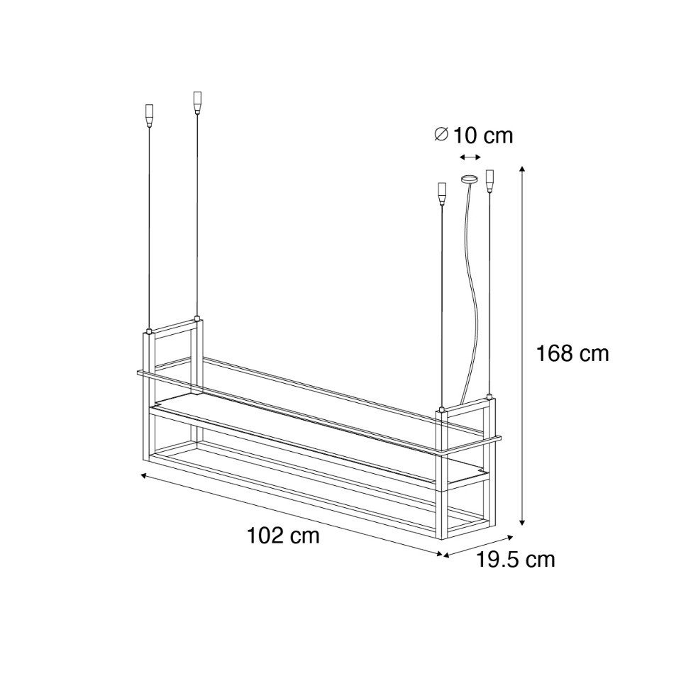 Qazqa Pendelleuchte Cage rack, ohne Leuchtmittel, E27, Beige, Industrie, Stahl, 4-flammig