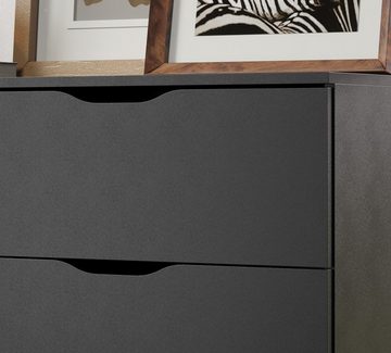trendteam Schubkastenkommode Basix (Kommode in schwarz matt, 80 x 101 cm), 5 Schubladen mit Vollauszug