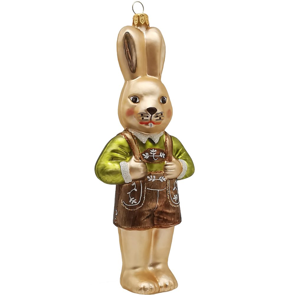 Schatzhauser Osterhase Hase - Junge Janis Osterhase 17cm grün (1 St), mundgeblasen, handbemalt