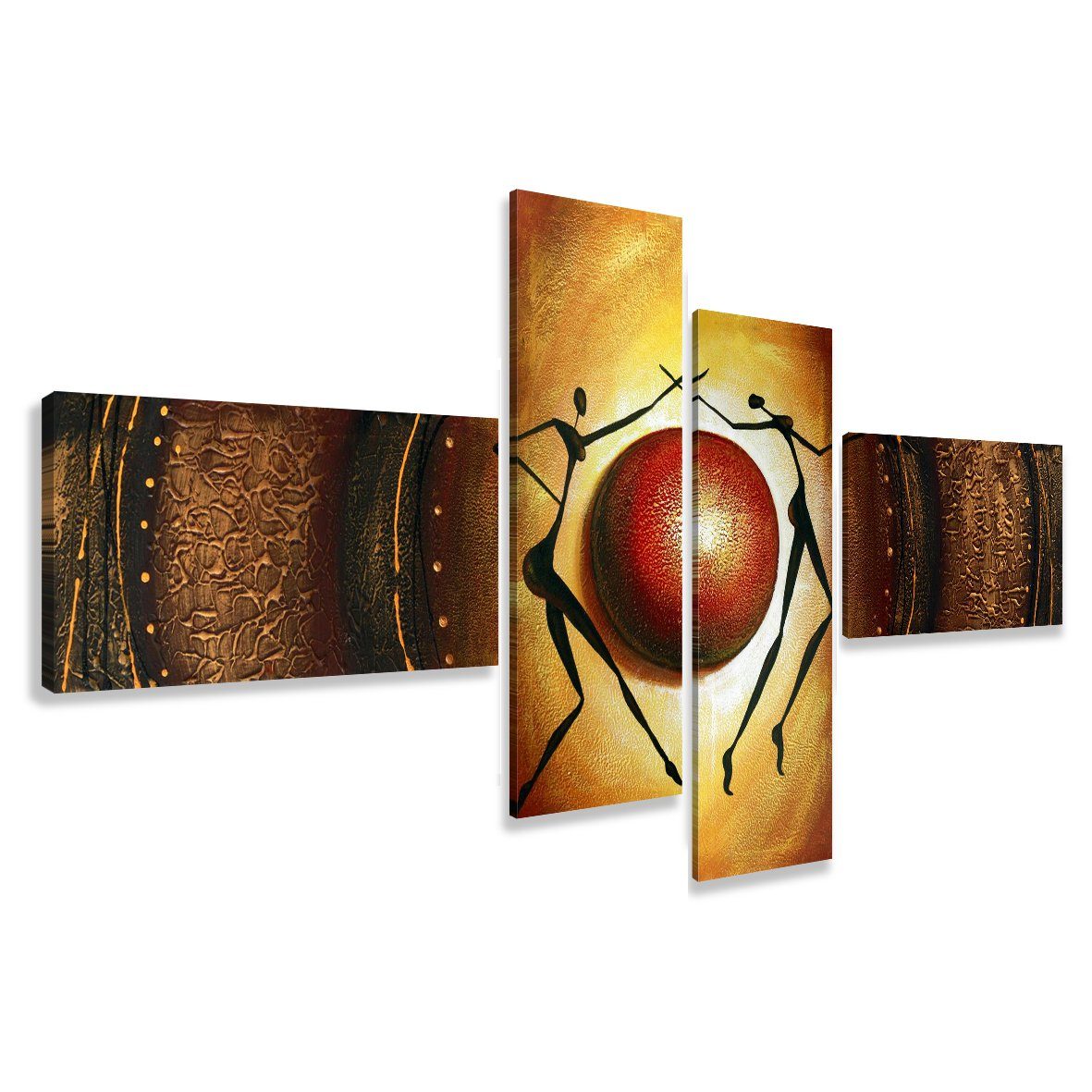 XXL-Wandbild 4 er Set auf Leinwand fertig gerahmt sofort aufhängbar 195 x 80 cm