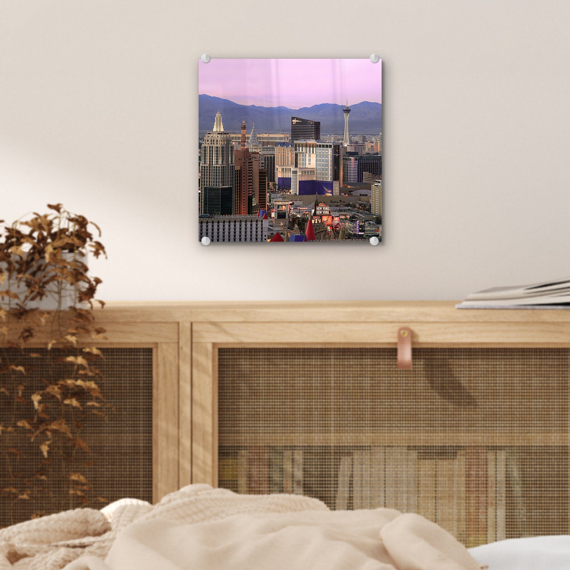 Las von St), Foto - (1 Glas Staaten, Wandbild Skyline Vereinigte - Glasbilder - Acrylglasbild auf - auf Vegas Wanddekoration Glas MuchoWow Bilder
