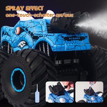 Esun RC-Auto Ferngesteuerter Monstertruck Ferngesteuert mitSpray (mit Licht und Sound), Ferngesteuertes Auto ab 3 4 5 6 8 Jahre Mädchen Kinder, mit 2 Akkus