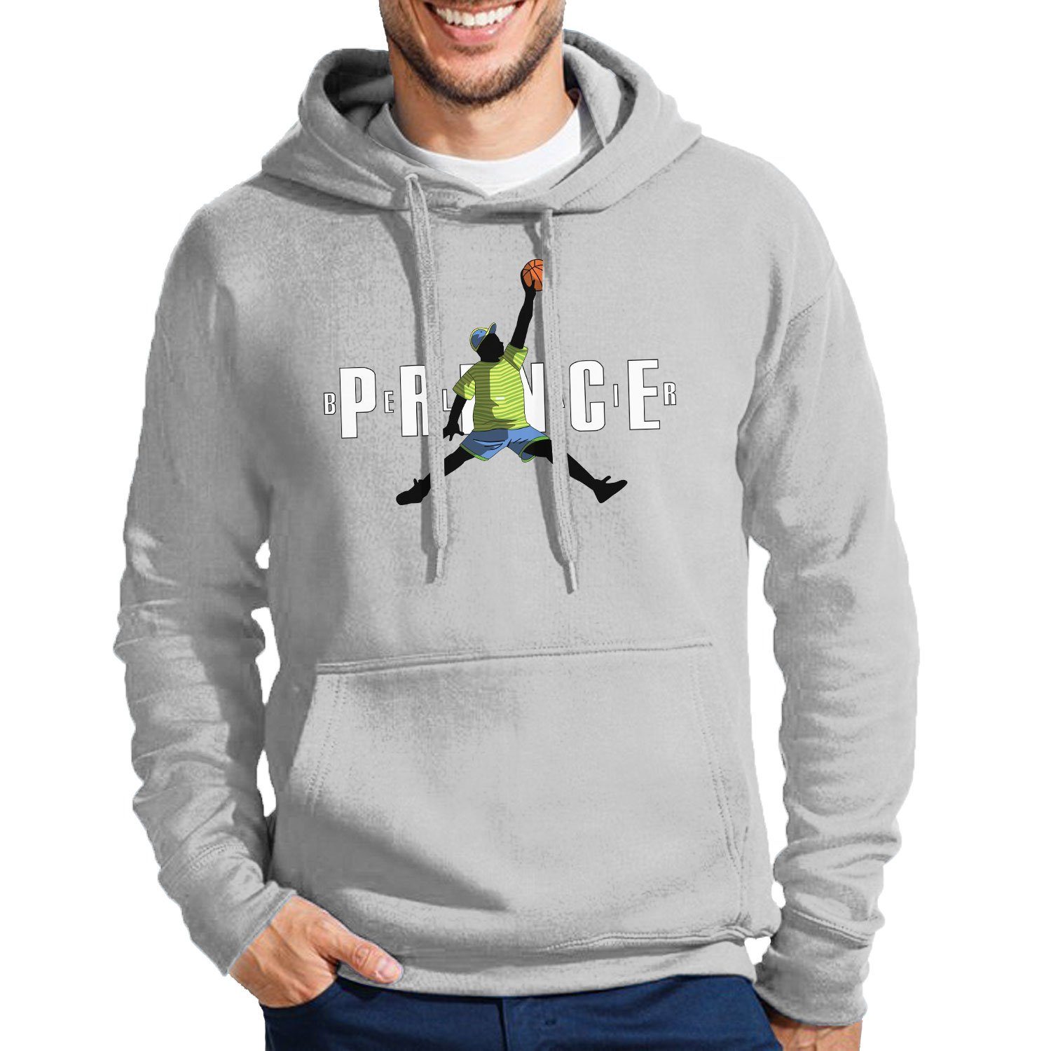 Blondie & Brownie Hoodie Herren Fresh Prince Bel Air Basketball Mit Kapuze Grau