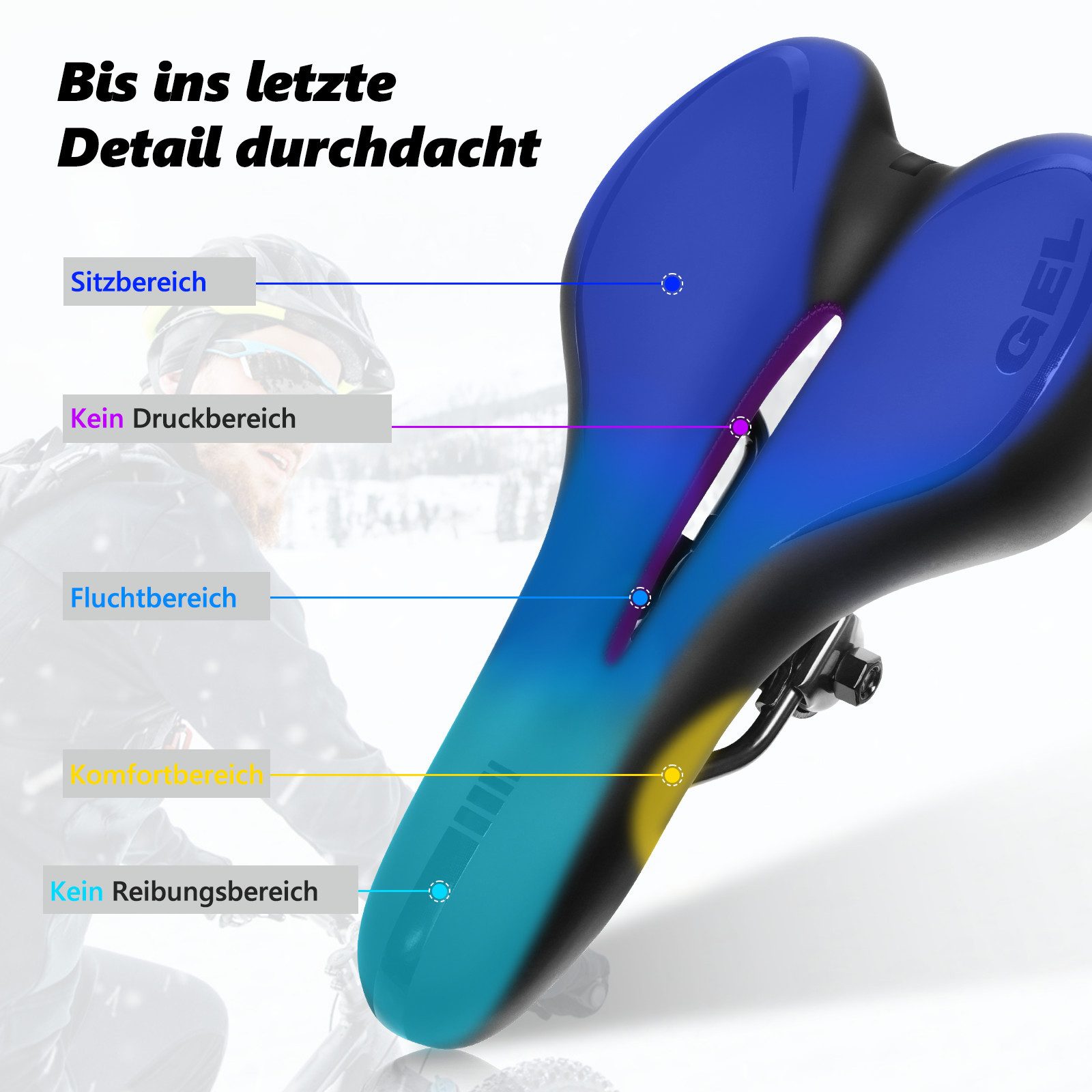 Fofile Fahrradsattel Ergonomisch Bequem – Komfort-MTB-Sattel mit Gel, Aussparung für Druckentlastung, atmungsaktiv, schmerzfreies Radfahren