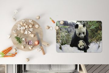 Platzset, Panda - Jungtier - Schnee, MuchoWow, (6-St), Platzset, Platzdecken, Platzmatte, Tischmatten, Schmutzabweisend