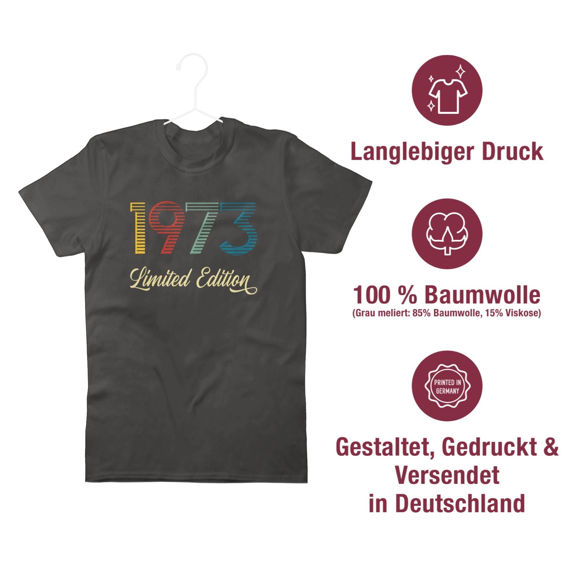 50. Shirtracer Edition T-Shirt Limited 1973 Dunkelgrau Geburtstag 1