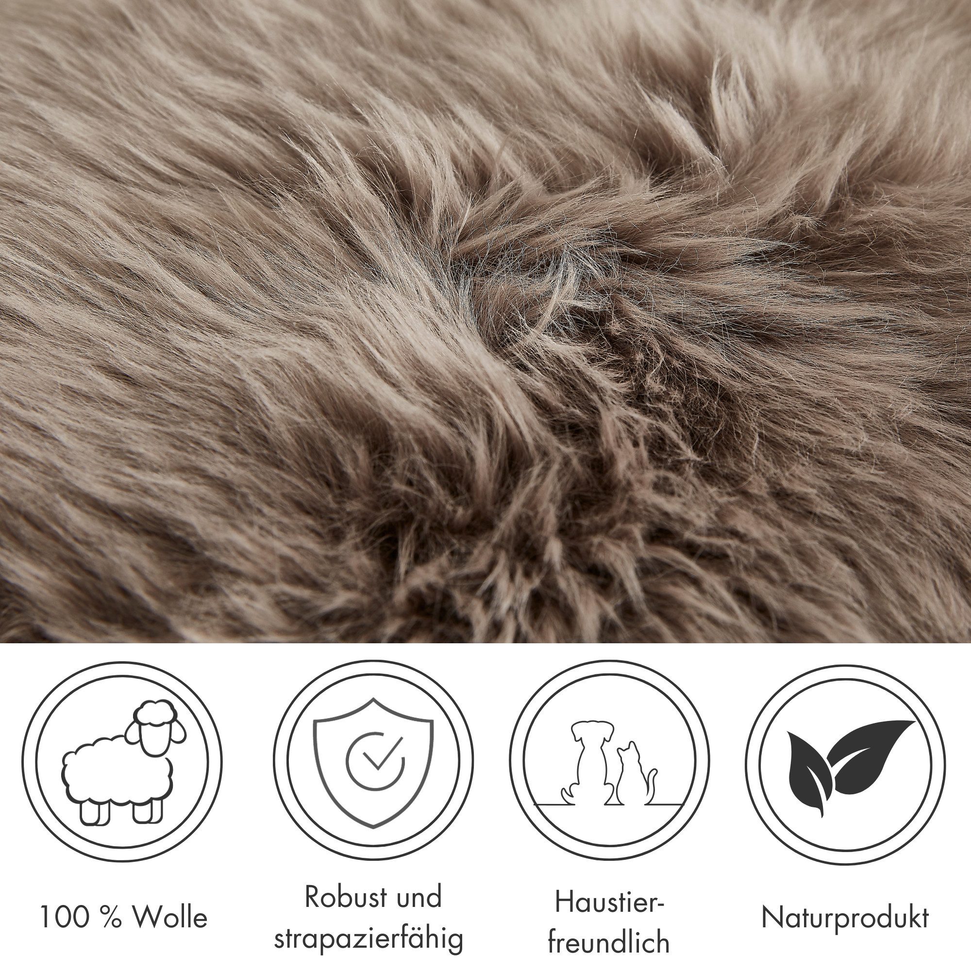 LUXOR living Stuhlkissen Sitzauflage Lammfell, ungepolstert, rund oder eckig, echtes Lammfell, auch als 4er Set