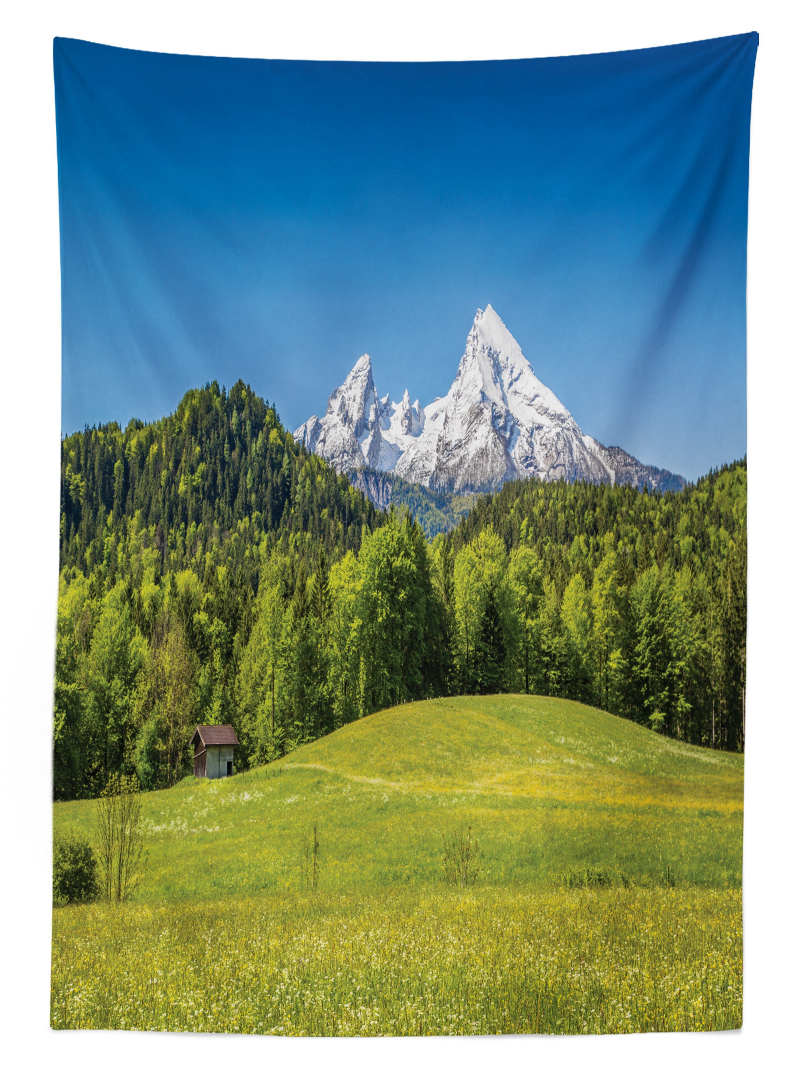Abakuhaus Tischdecke Waschbar Bayerische Klare Alpen Landschaft Außen Farbfest Farben, Dorf den geeignet Für Bereich