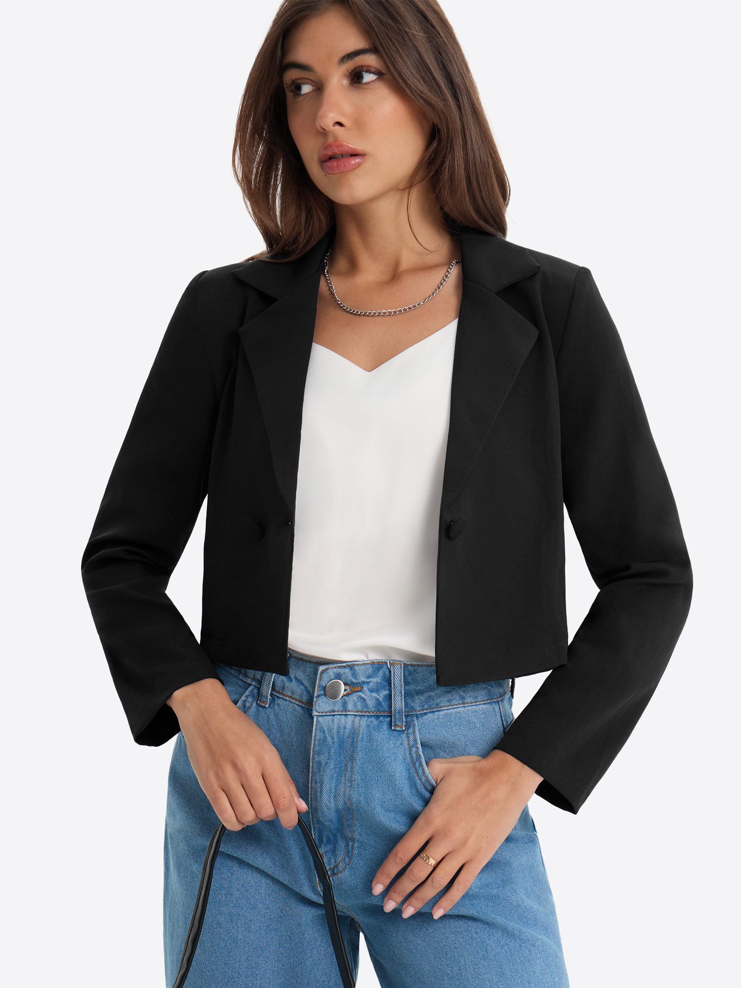 Imily Bela Kurzblazer Damen Langärmliges Jacken mit Revers und Knopfleiste günstig online kaufen