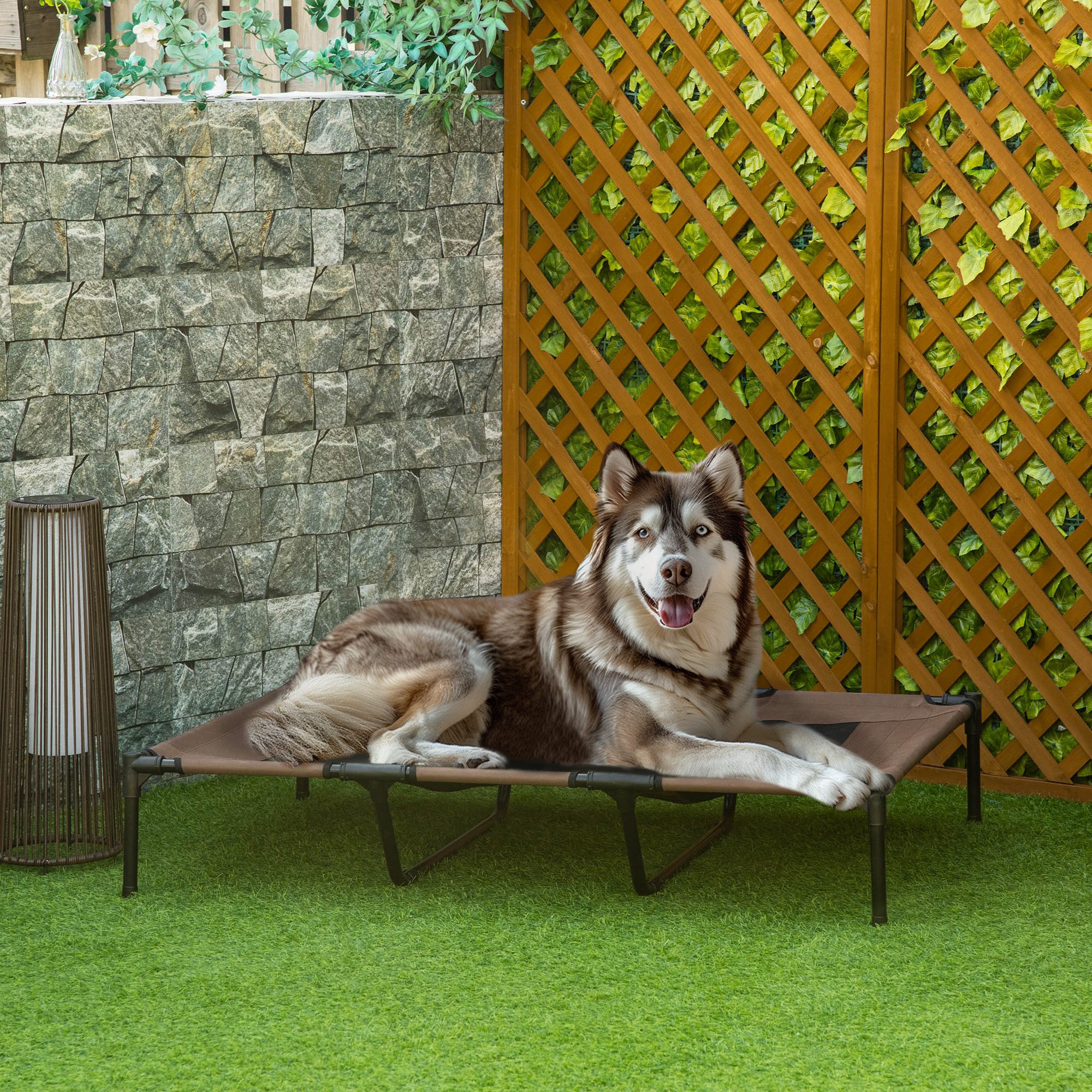 PawHut Tierbett Katzenbett, Outdoor, Haustierbett, Haustierliege, Oxford, Texteline-Stoff, für Garten, Balkon, Kaffee