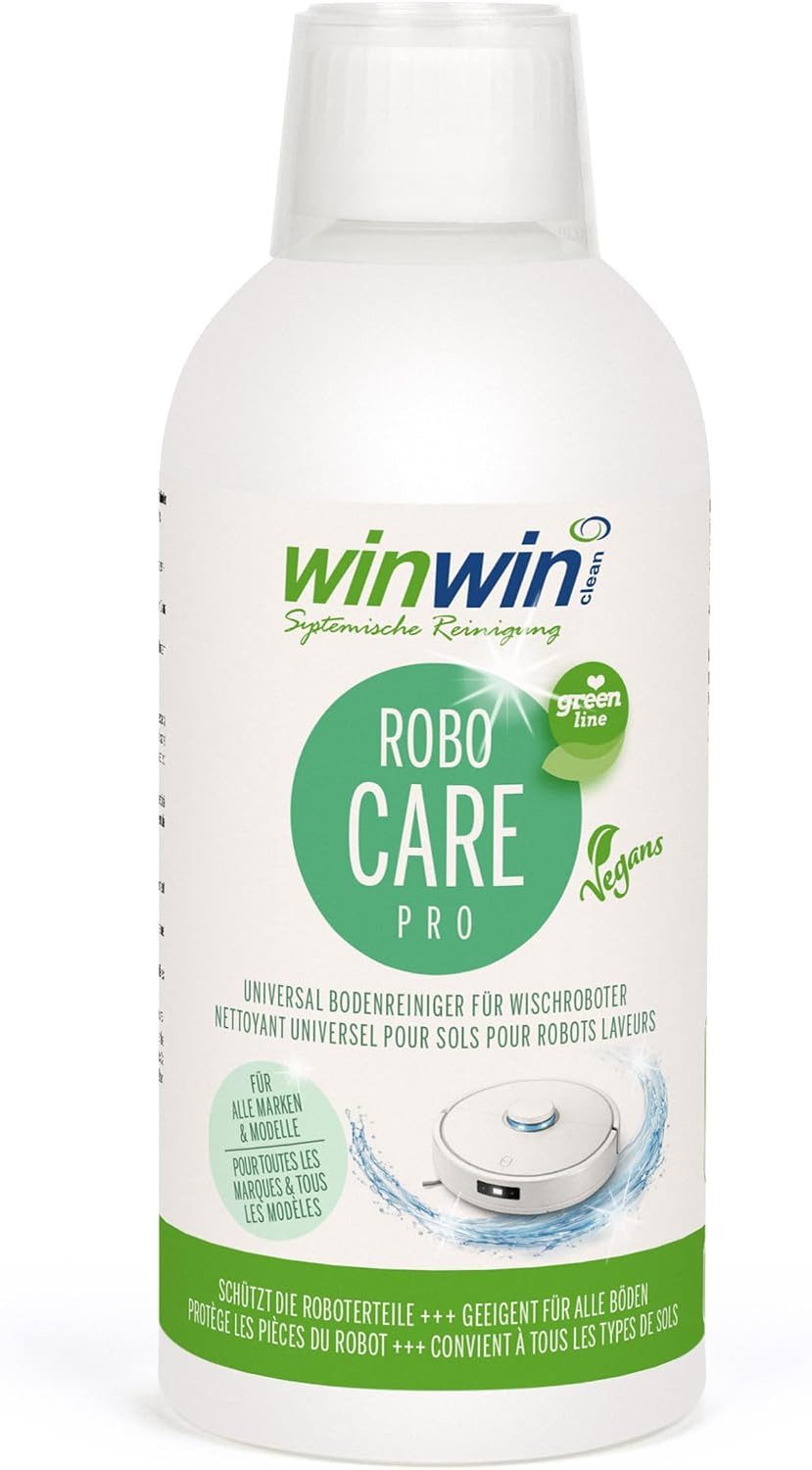 winwinCLEAN RoboCARE PRO Reinigungsmittel für Saugroboter mit Wischfunktion Fussbodenreiniger (1x winwinCLEAN RoboCARE PRO 500ml vegane I schaumarme Bodenwischreinigung von Hartböden aller Art)