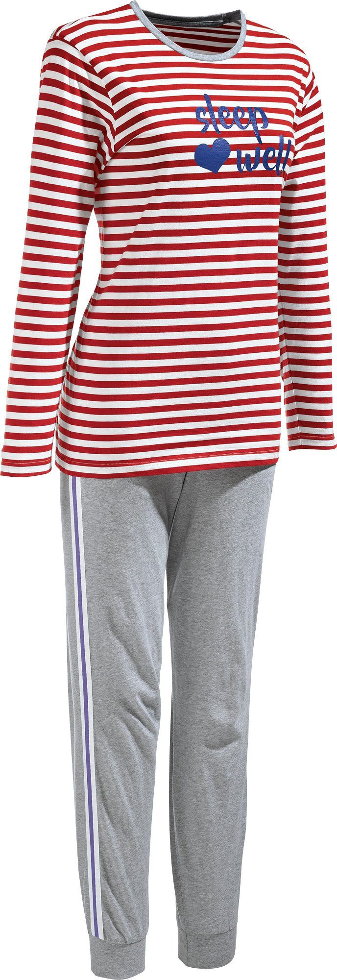 Wäsche/Bademode Pyjamas Erwin Müller Pyjama Damen-Schlafanzug Single-Jersey Streifen