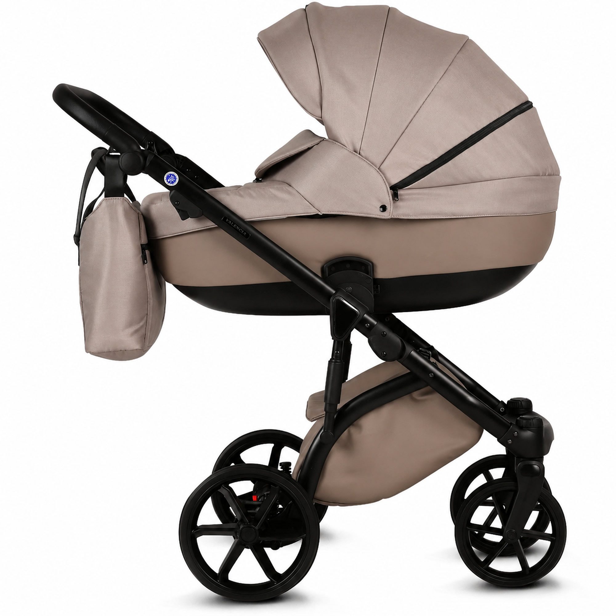Knirpsenland Kombi-Kinderwagen Valencia 2in1 mit Babywanne & Sportsitz, Wickeltasche, viel Zubehör, (Spar-Set), hohe Sicherheit durch One-Klick System der Kinderwagenaufsätze