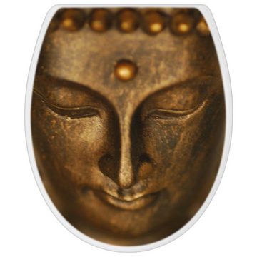 banjado WC-Sitz Motiv Buddha Gold (umweltfreundliches Material, integrierte Scharniere), ‎44 x 37 x 5cm