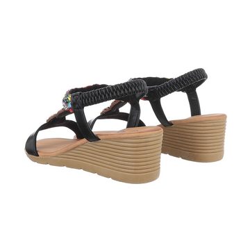 Ital-Design Damen Freizeit Keilsandalette (86017060) Keilabsatz/Wedge Keilsandaletten in Schwarz