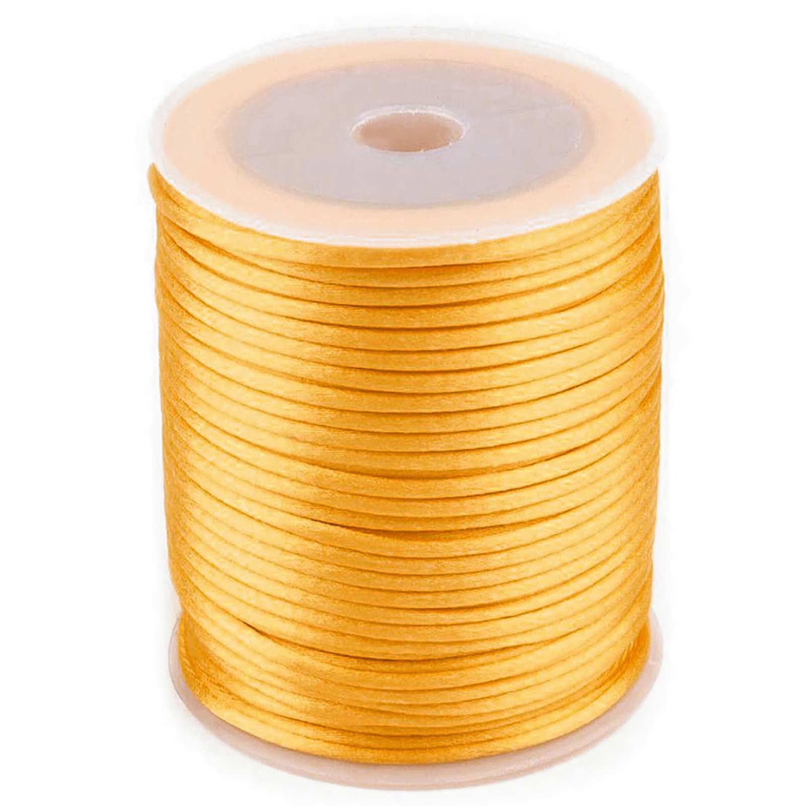 maDDma Kordel 90m Satinschnur 2mm Satinkordel Schmuck-Kordel Kumihimo Bänder, sonnengelb