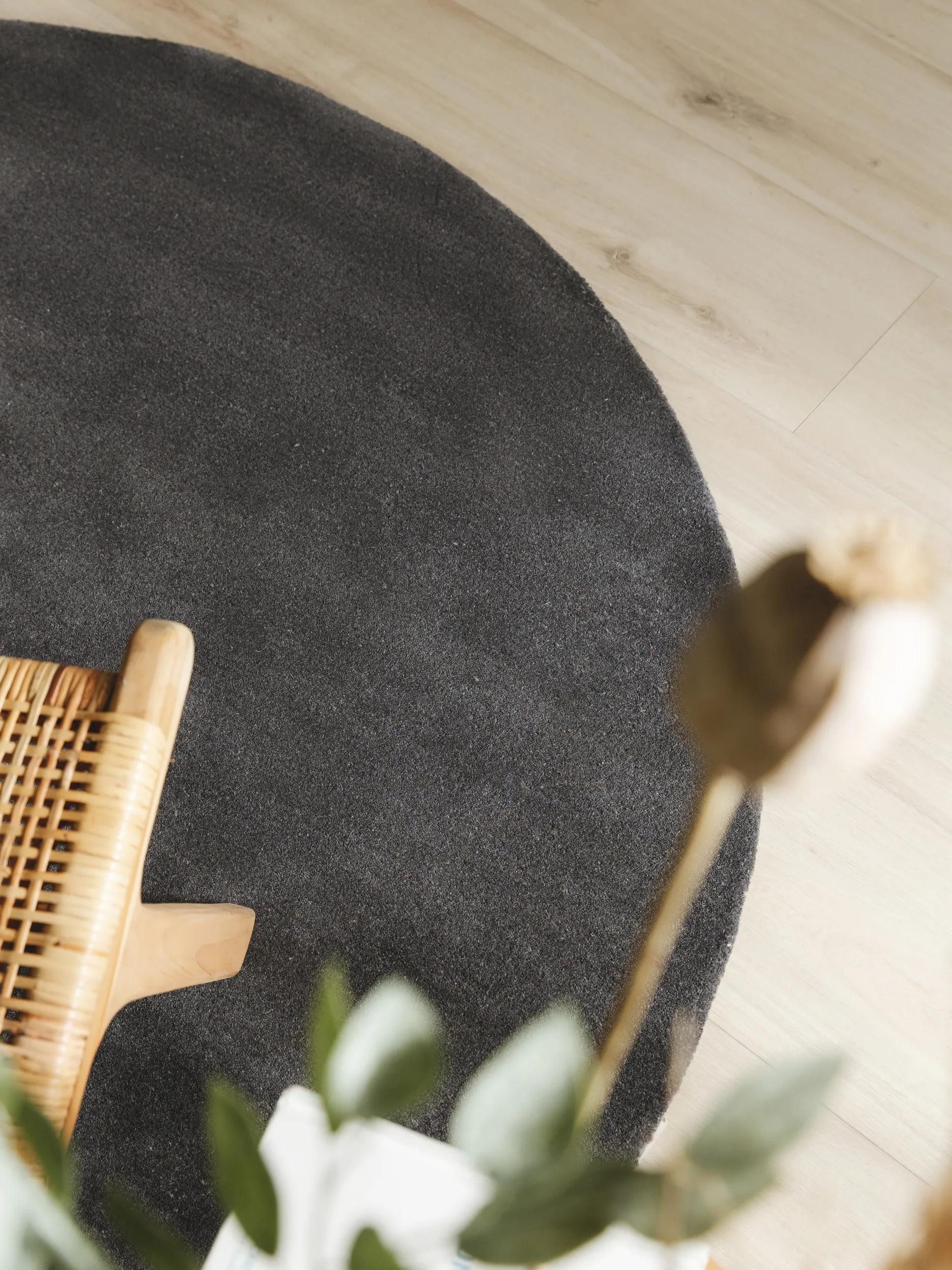 benuta Wollteppich Bent, rund, Höhe: 6 mm, Teppich Wohnzimmer, Schlafzimmer, Esszimmer, Flur, Kunstfaser, Cozy