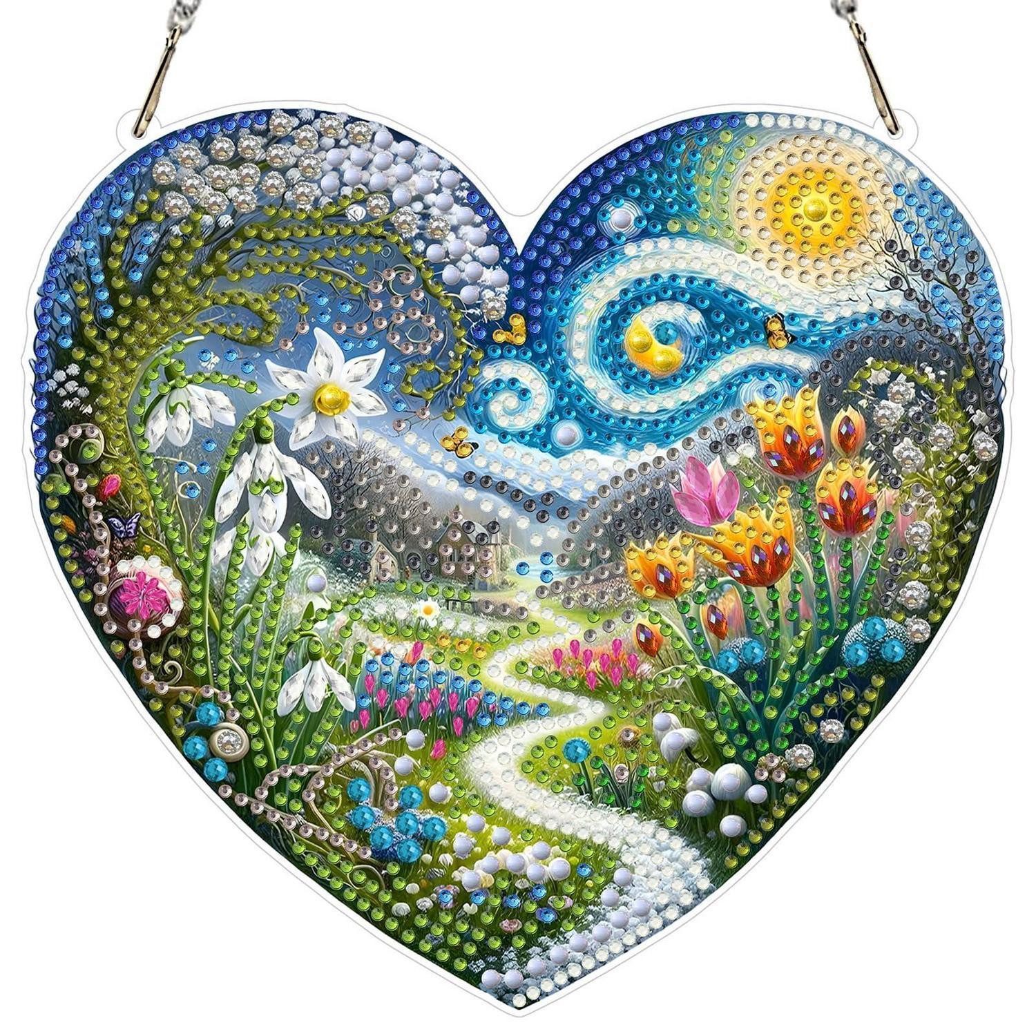LuxusKollektion Kreativset Fensterbild Ländliche Blumen 20x20cm Doppelset