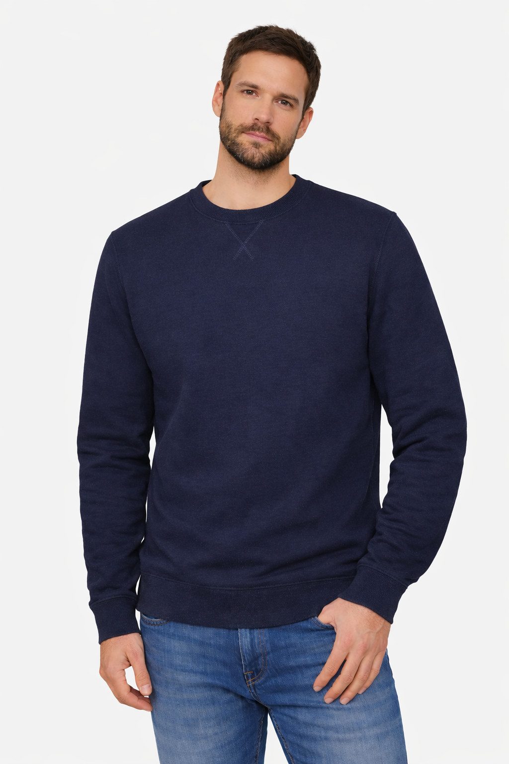 Smith & Solo Sweatshirt Herren, Pullover Baumwolle Loose Fit, Langarm, unifarben