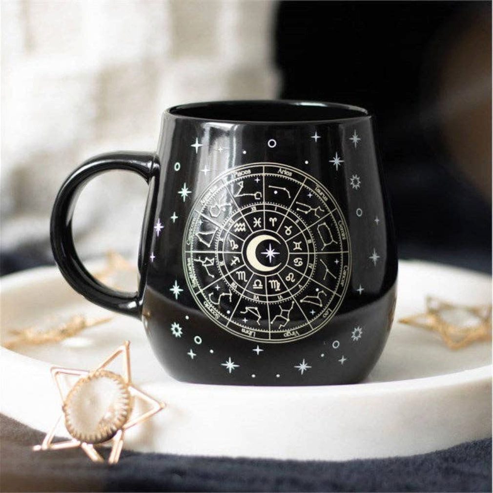 Something Different Tasse Astrologie Wheel Heat Thermobecher schwarz Gothic Tasse, Astrologie Wheel Heat Thermobecher schwarz Gothic Tasse