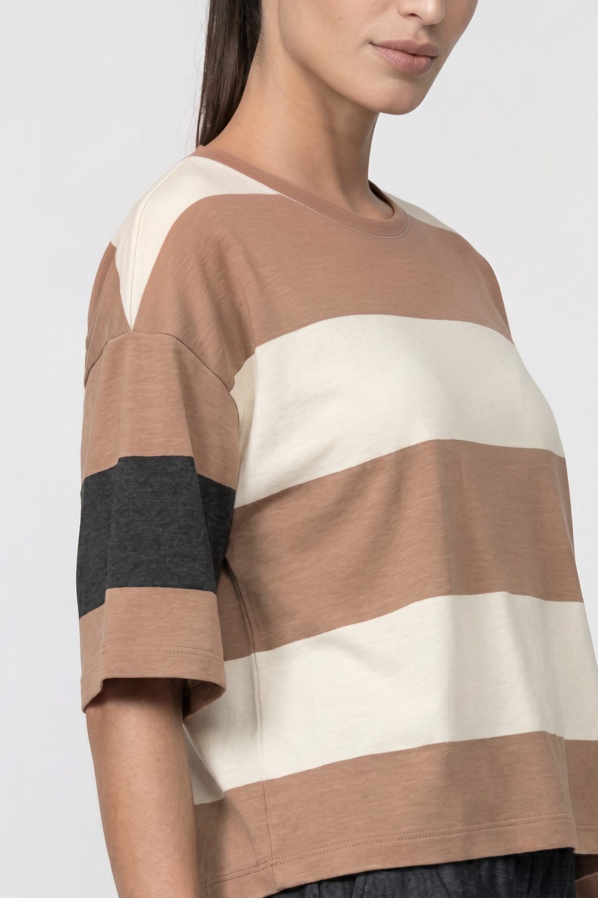Monari Sweatshirt Sweatshirt Ringel + Colourblock Regular fit mit Streifen