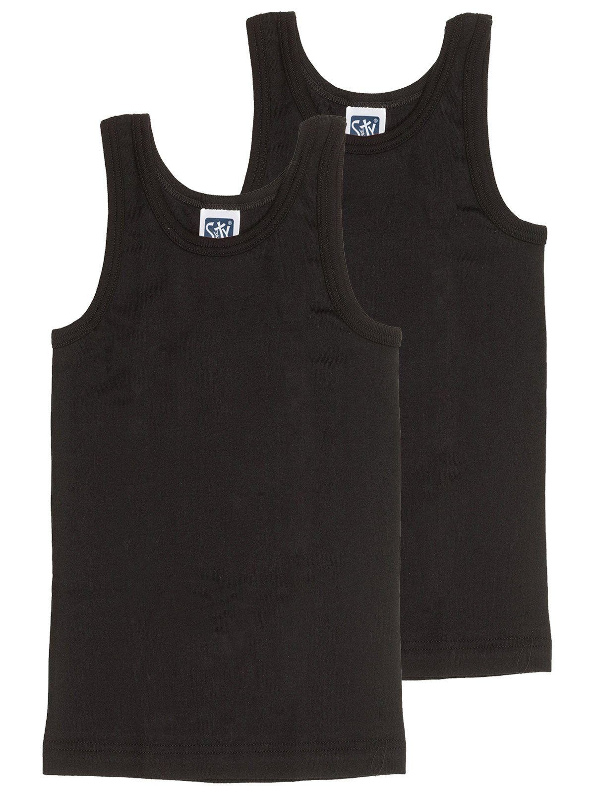 Feinripp (Spar-Set, Knaben Unterhemd Markenqualität schwarz for 2er Kids Sweety Achselhemd hohe 2-St) Sparpack