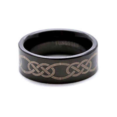 Kingka Partnerring "Tungsten Eternity" Klassischer Wolfram Partner Ring mit keltischem Laser Design