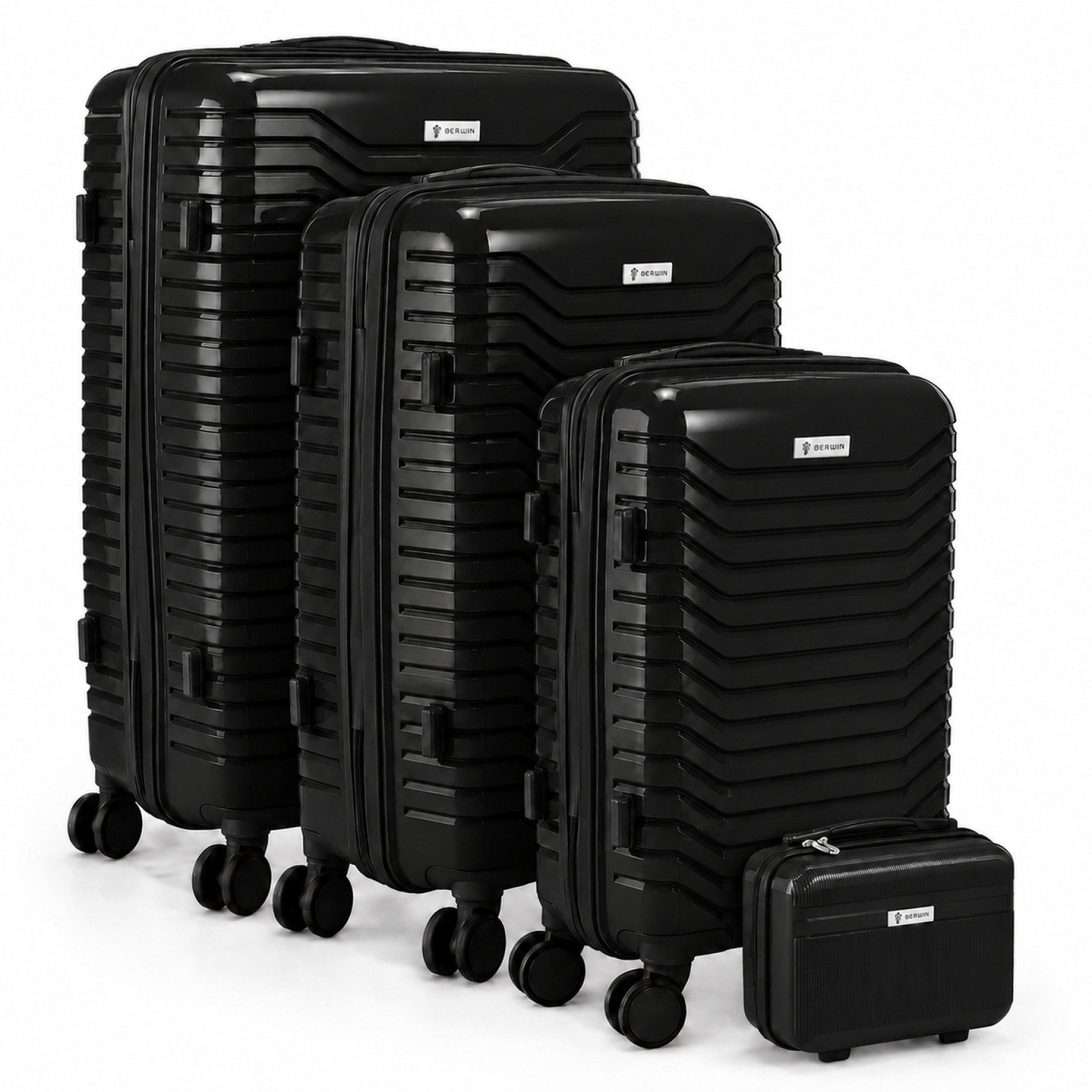 Berwin Trolleyset mit Beautycase Modell Calma Titan Schwarz, 4 Rollen, (Set, 4 tlg., MS-19776)