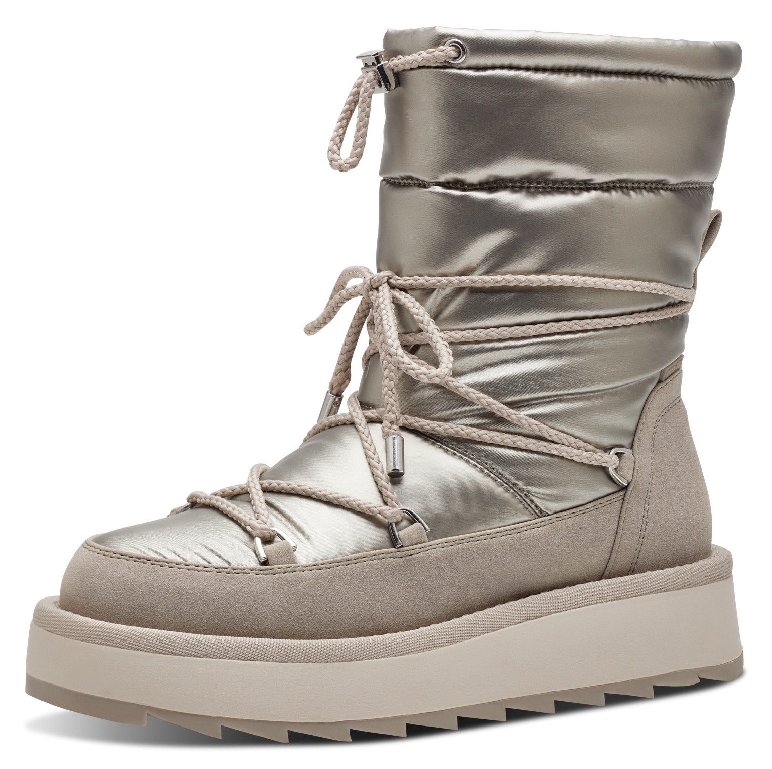 Tamaris Snowboots mit Duo-Tex-Ausstattung und aufgesetzter Schnürung champagne | Stiefel