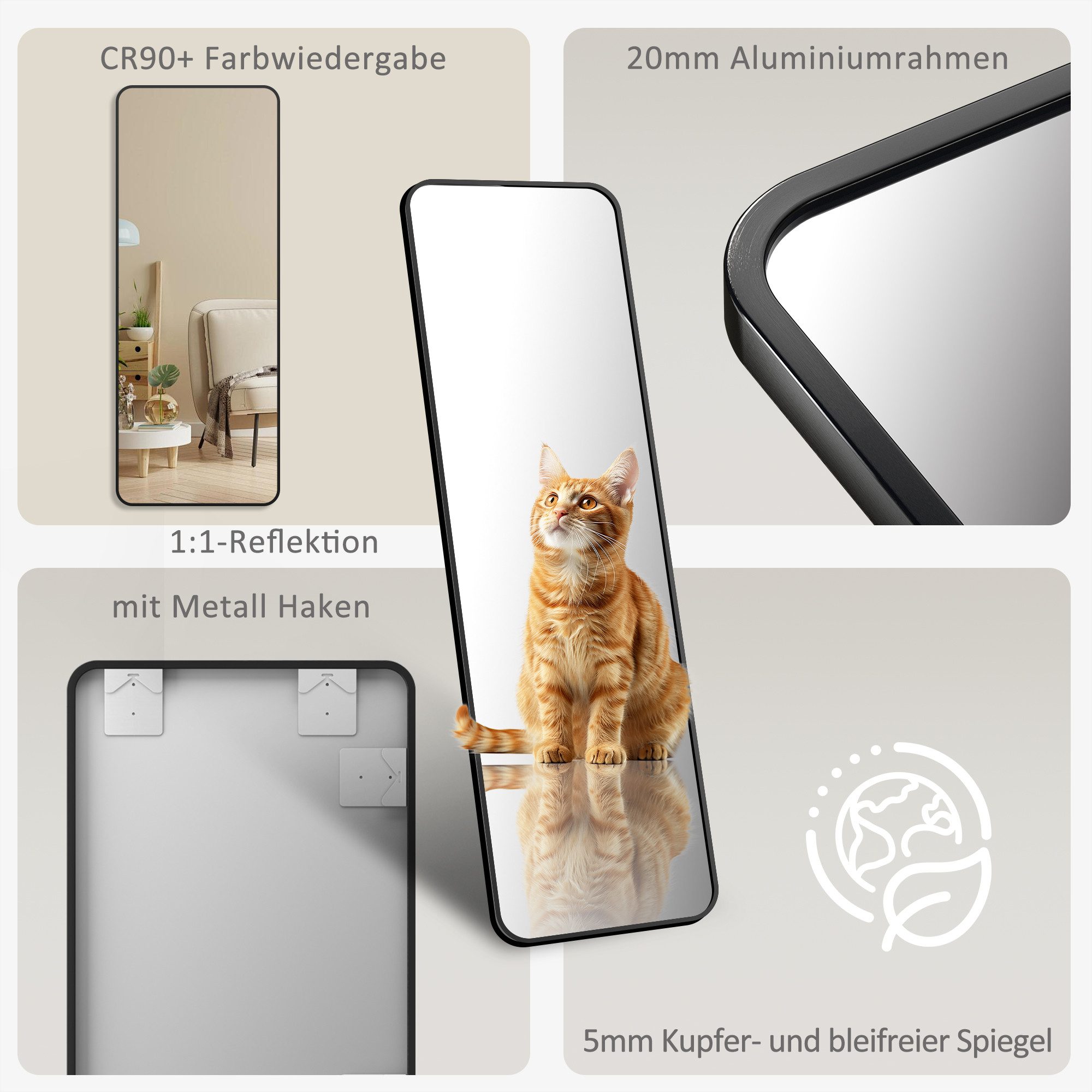 Hopibath Spiegel groß für Wohnzimmer Schlafzimmer Flur Garderobe Hotel (Gan günstig online kaufen