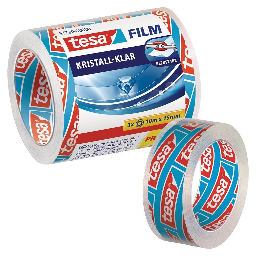 tesa Klebeband tesafilm® 57790 kristall-klar Klebefilm 15mm x 10m - 3 Rollen