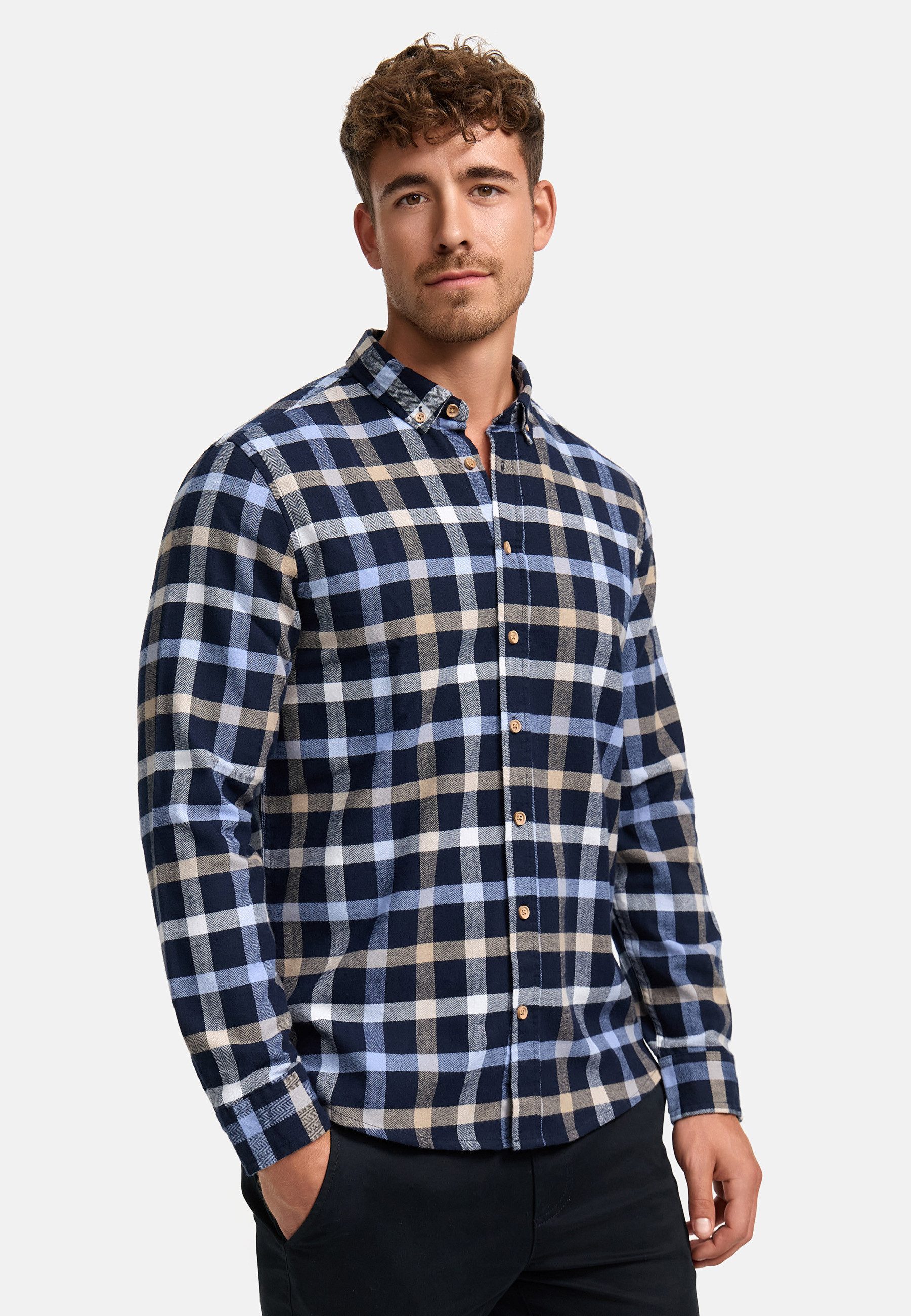 Kronstadt Langarmhemd Herren KSDean Check Herrenhemd Langarm Carohemd mit Button-Down-Kragen – Bild 4 von 5