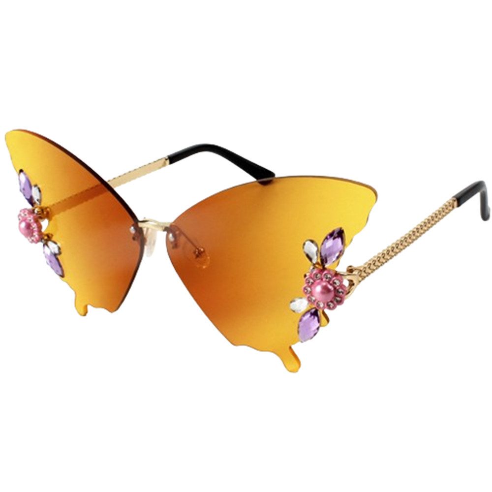 Juoungle Brille Schmetterling Sonnenbrille Randlose Vintage Brillen-Lustige