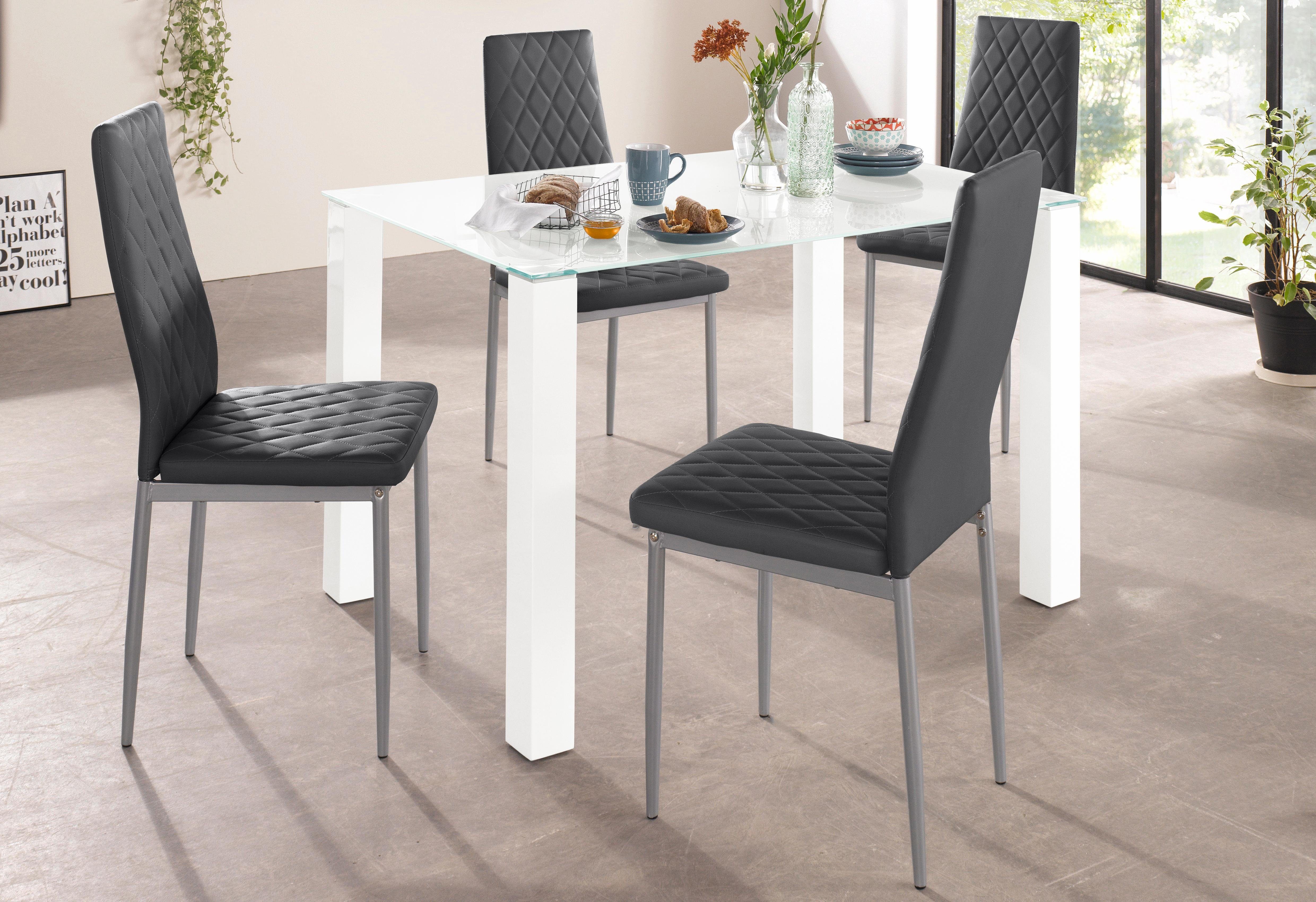 OTTO home Essgruppe, (Set, 5-tlg), mit Glastisch, Breite 120 cm