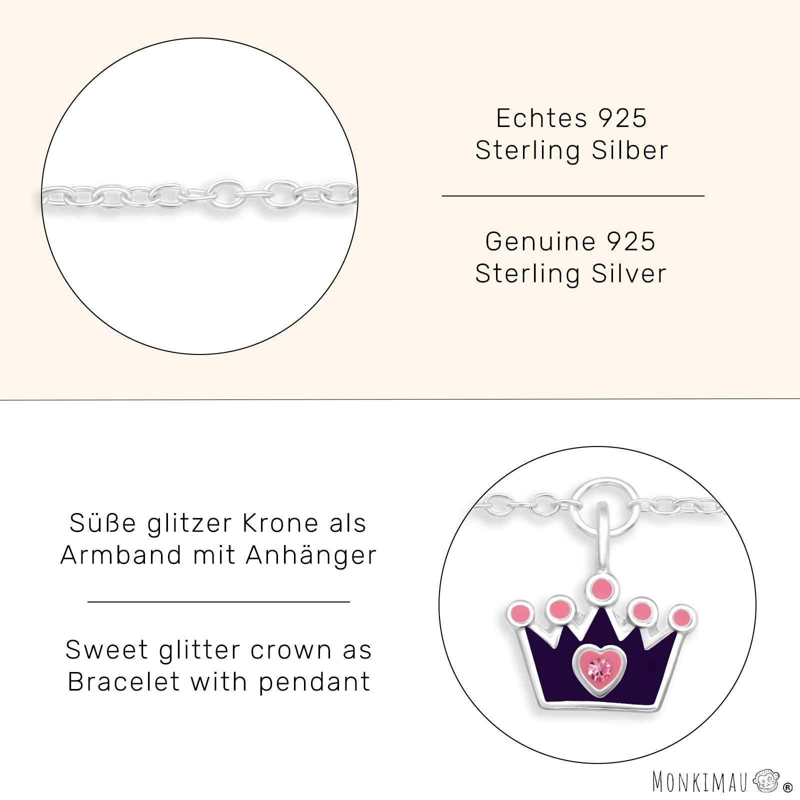 Monkimau Silberarmband Armkette mit aus (Packung) Silber Kronen 925 Anhänger