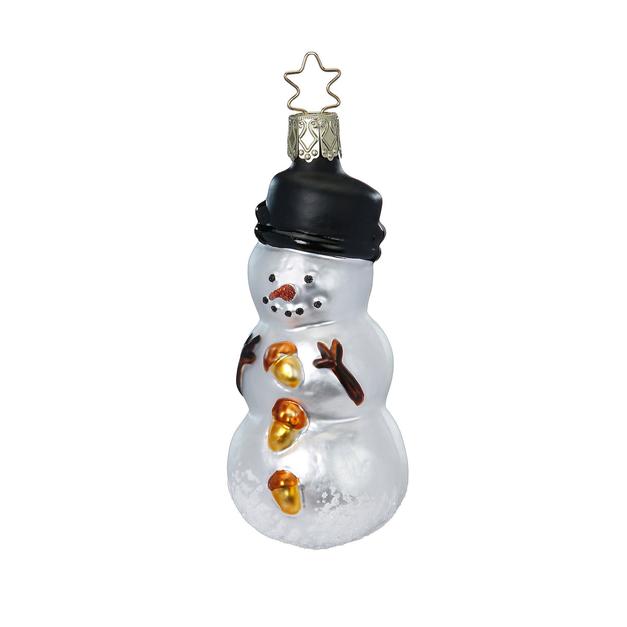 INGE-GLAS® Christbaumschmuck, Christbaumschmuck Glas Schneemann 10cm - Weiß