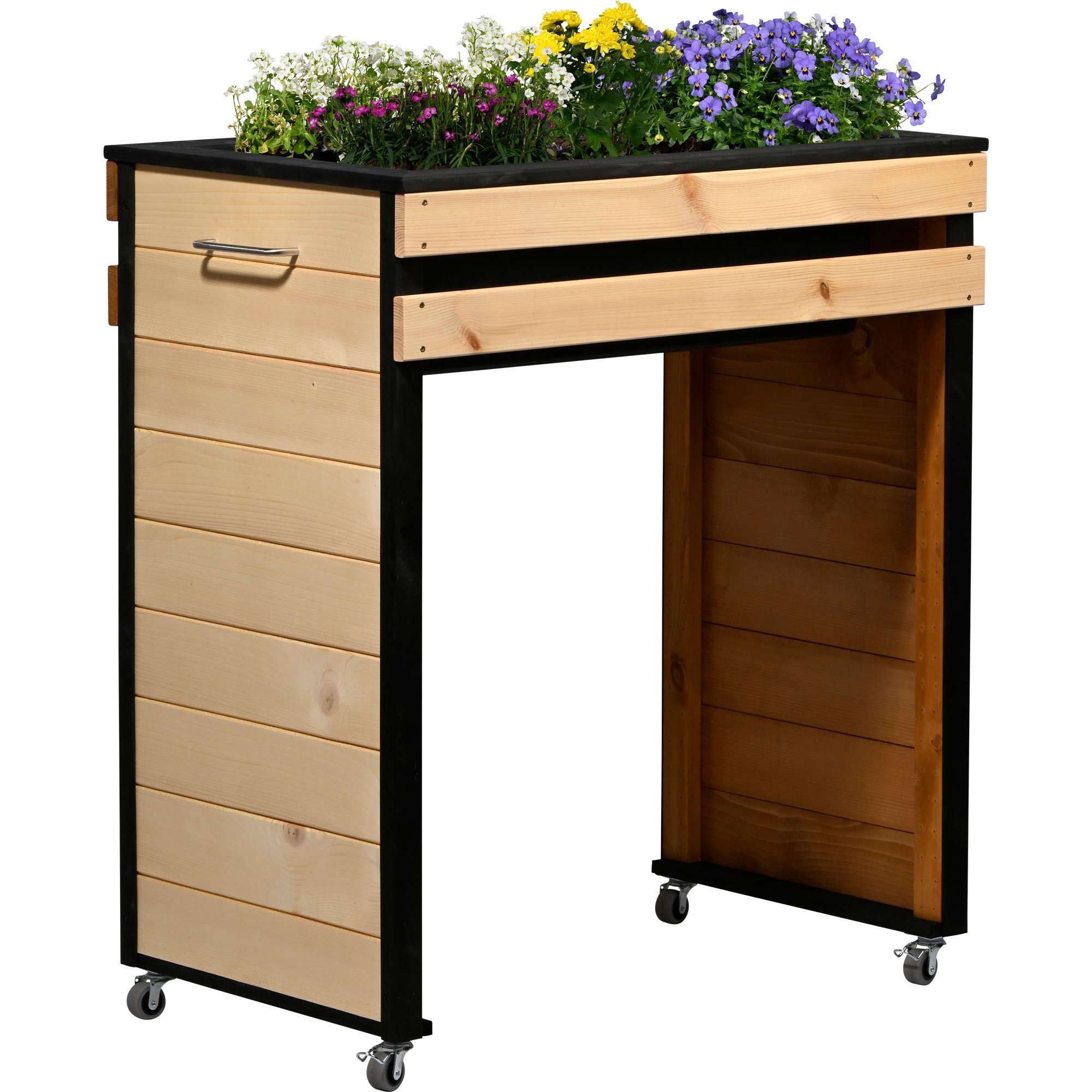 dobar Hochbeet "Wheely" auf Rollen Gr. M, Das Hochbeet ist ca. 77 x 47 x 88 cm (L x B x H) groß