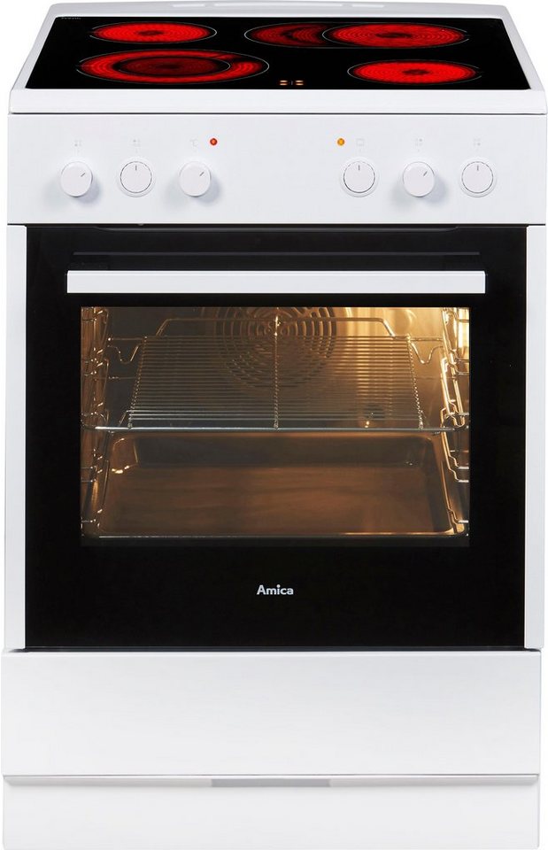 Amica Elektro-Standherd SHC 914 111 W, Steam Clean, Komfortables Kochen und Backen mit übersichtlicher Handhabung