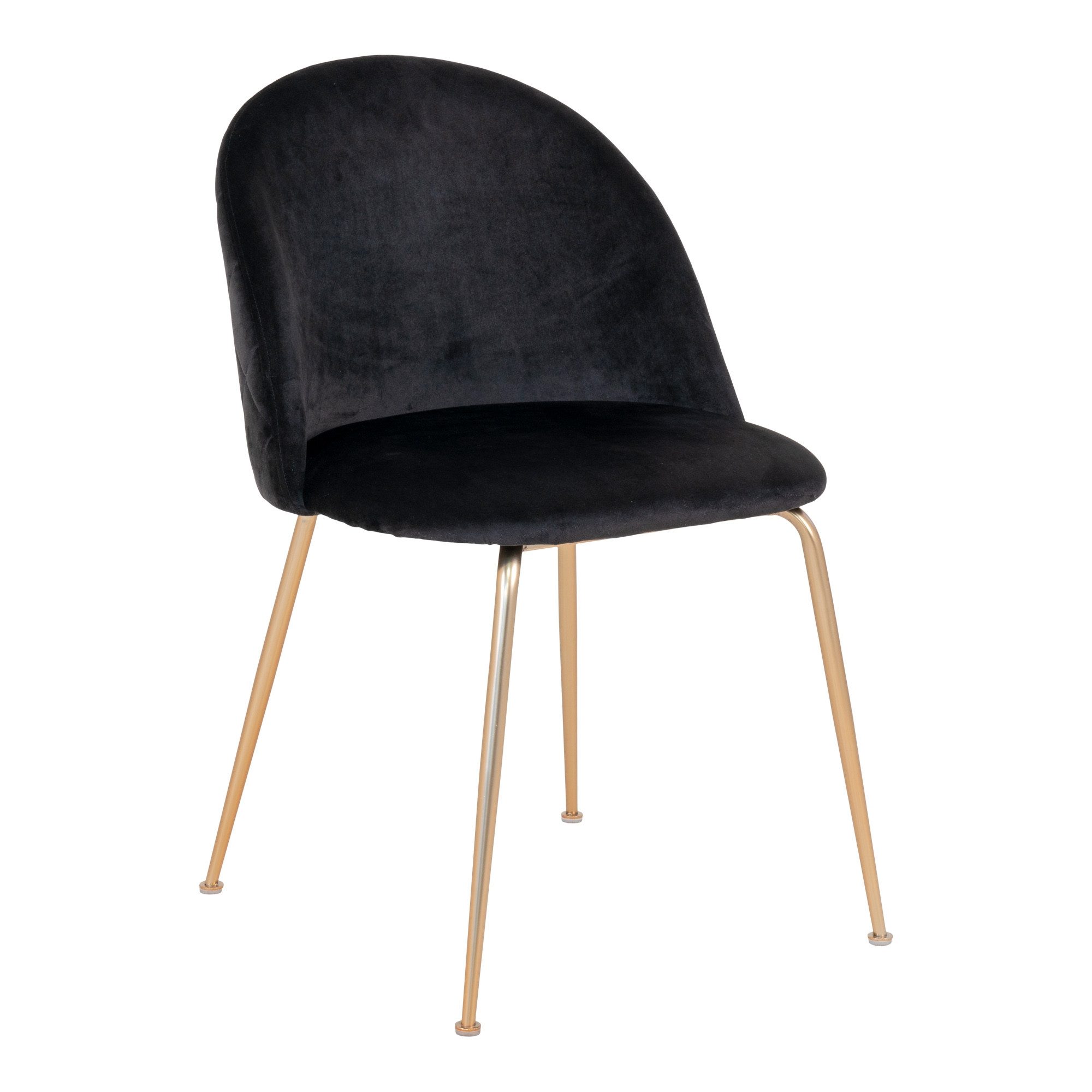 Polsterstuhl (2er-Set) in Schwarz, Velour - 51x78x52cm (BxHxT)