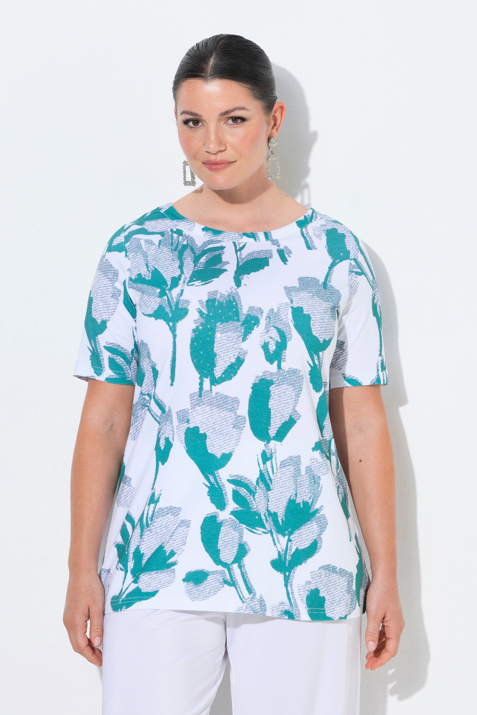 T-Shirt T-Shirt A-Linie U-Boot-Ausschnitt Halbarm