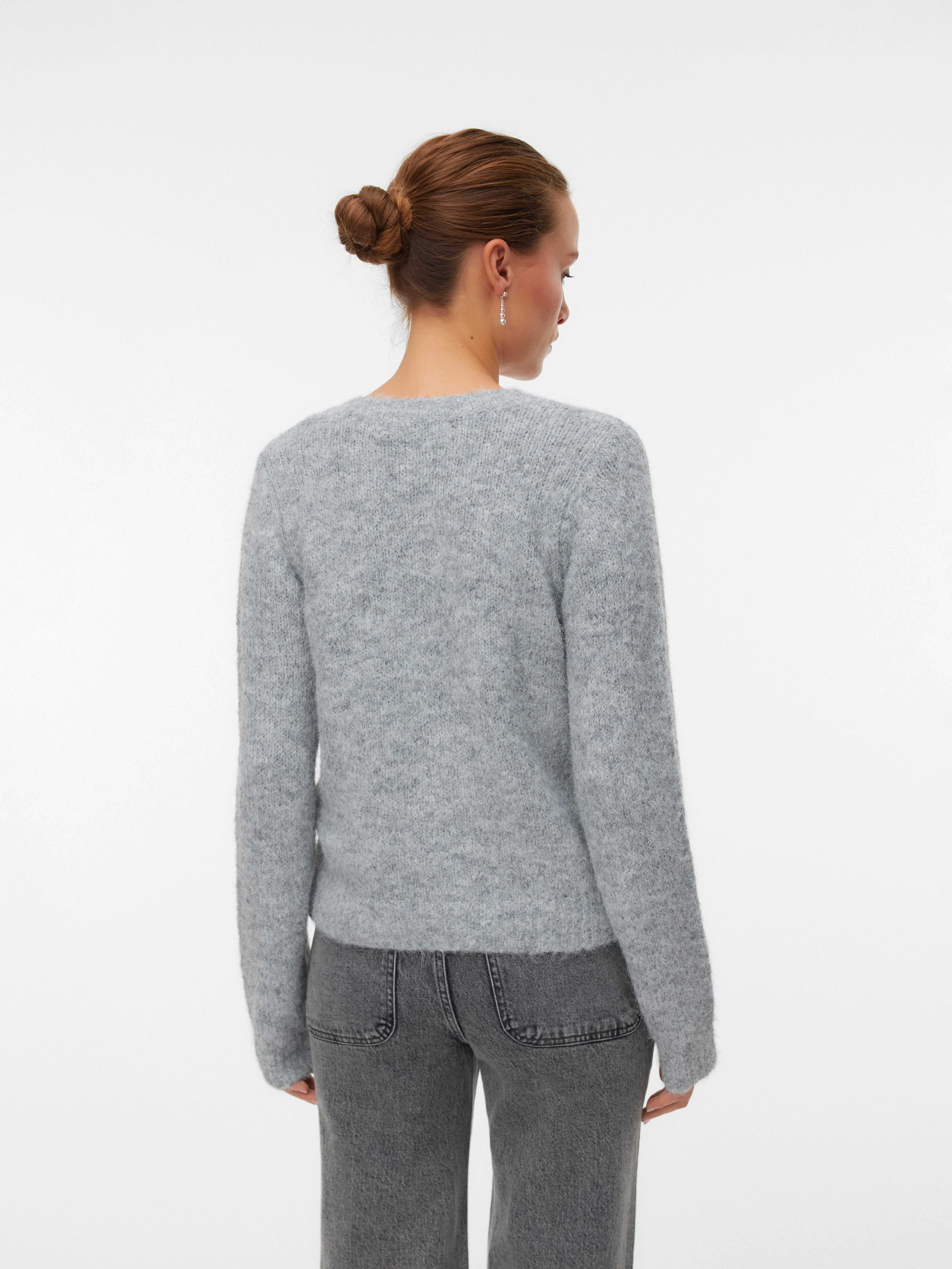 Vero Moda Strickjacke VMNOVAH LS O-NECK BUTTON CARDI GA NOOS Materialmix, regular fit – Bild 5 von 5