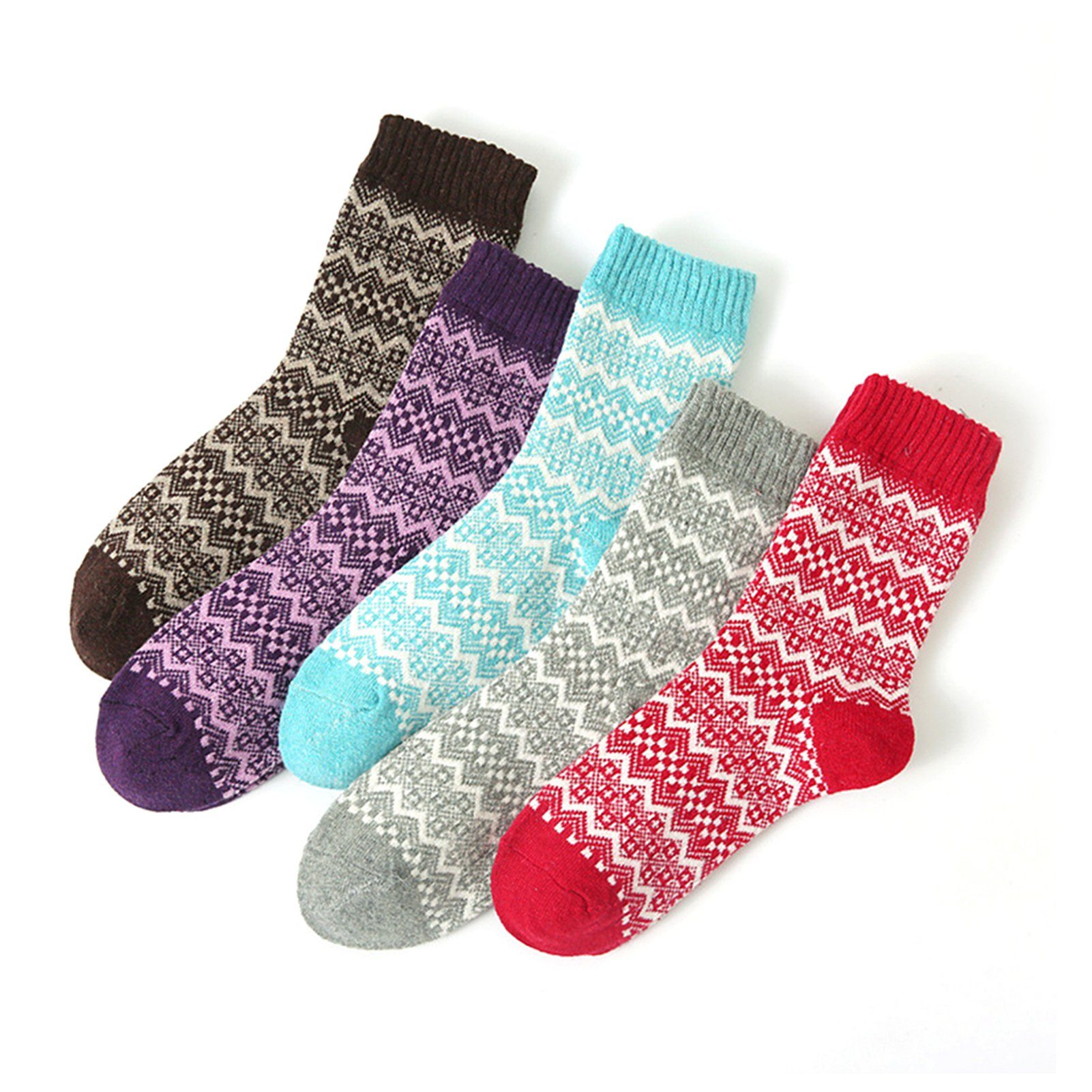 Blusmart Strümpfe Verdickte Retro-Wintersocken Für achteckige Nadel Damen, Blüte weibliche Atmungsaktive mit dicker Bequeme