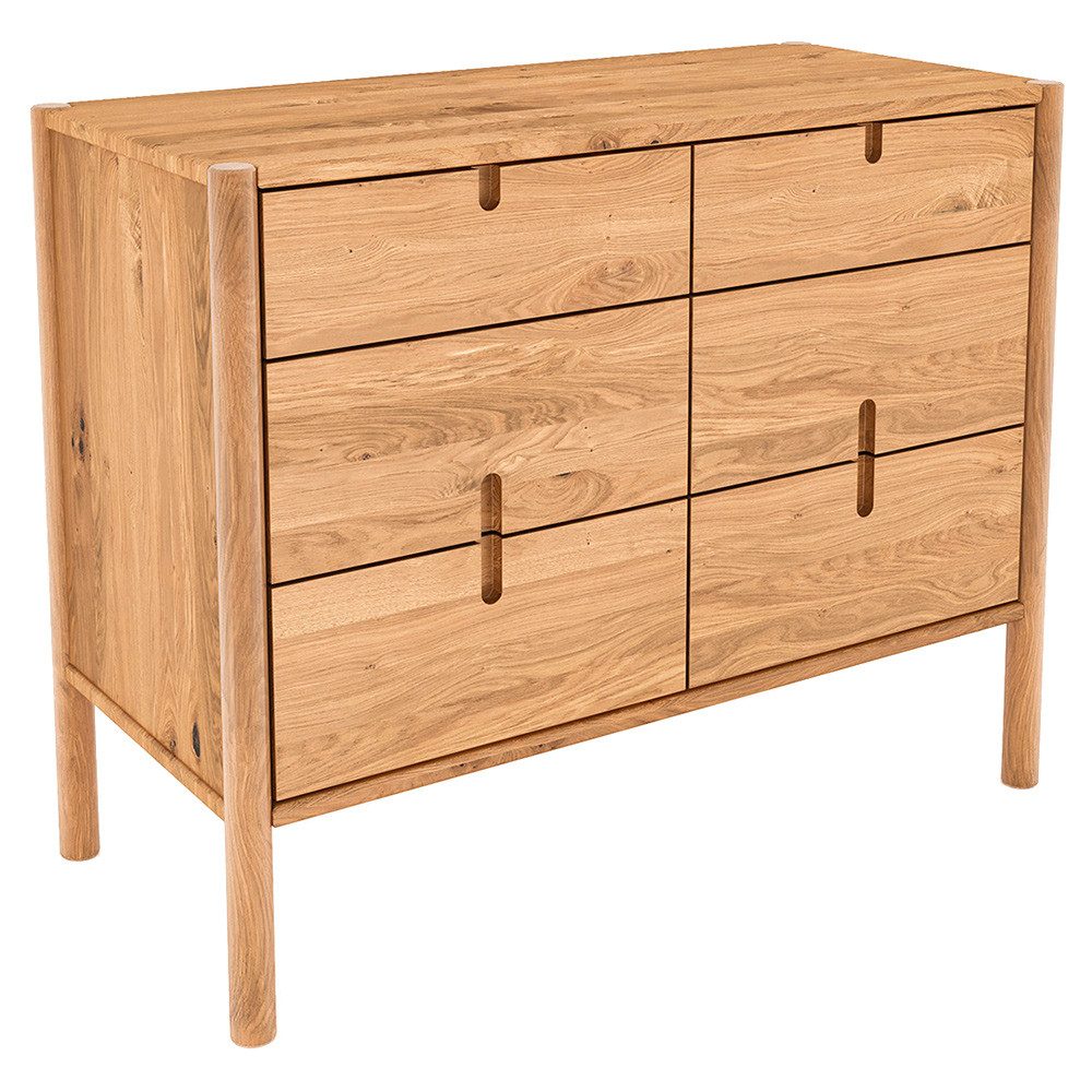 Lomadox Kommode PORI-165, Eiche massiv geölt, 97 cm breit, montierte Lieferung