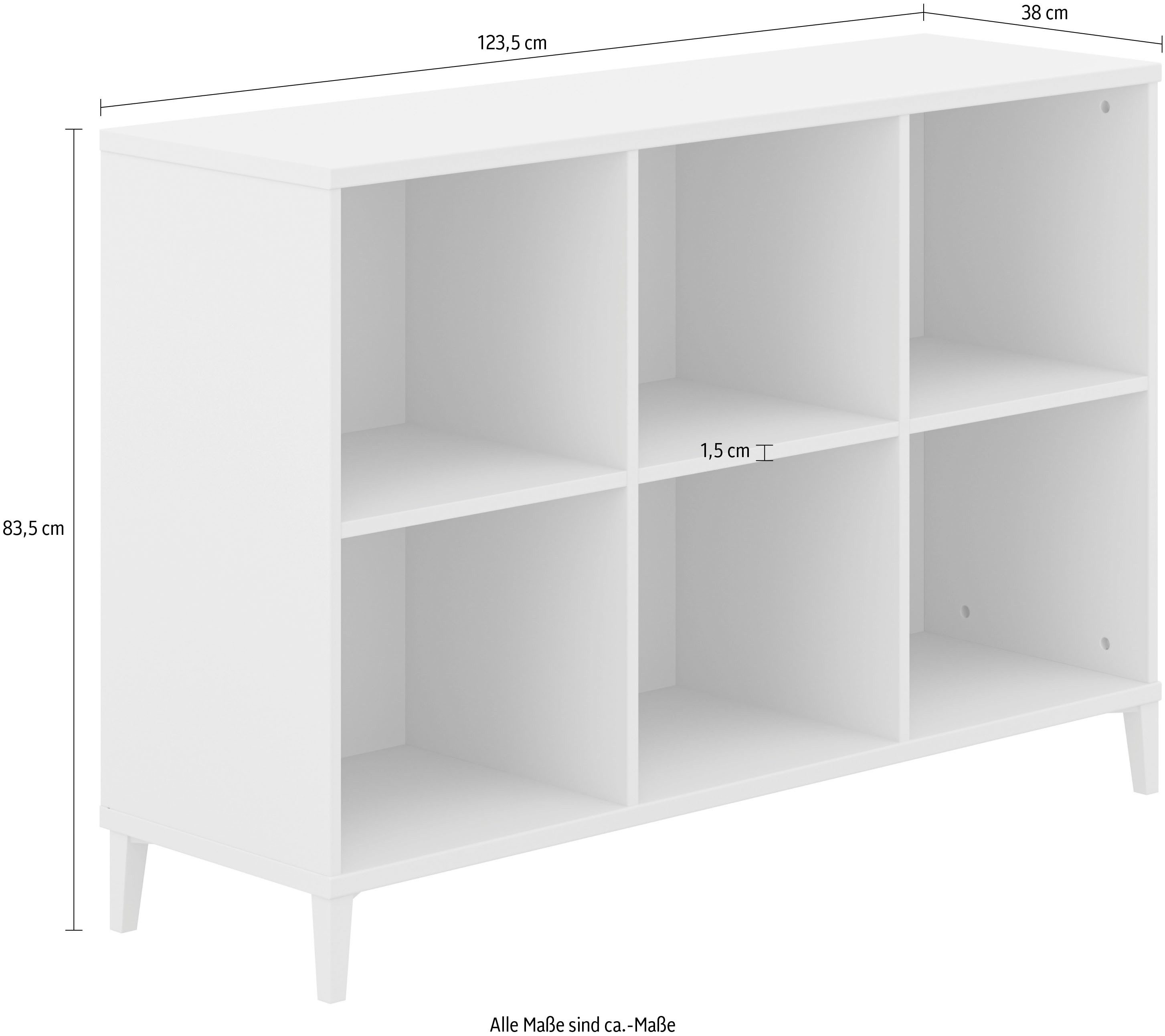 YUNY by PAIDI Sideboard SISTER LOU mit 6 offenen Fächern, Breite 123 cm, stabiles und langlebiges Regal in Beige, geprüfte Qualität – Bild 5 von 5