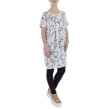 Ital-Design Tunikashirt Damen Freizeit (85987288) Textprint Stretch Top & Shirt in Weiß