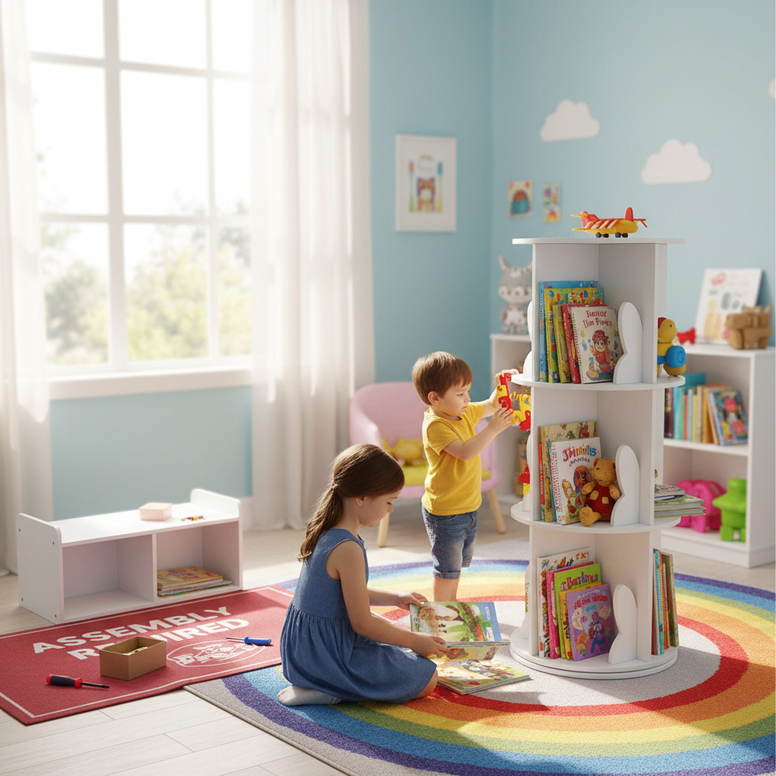 relaxdays Bücherregal Drehbares Bücherregal für Kinder