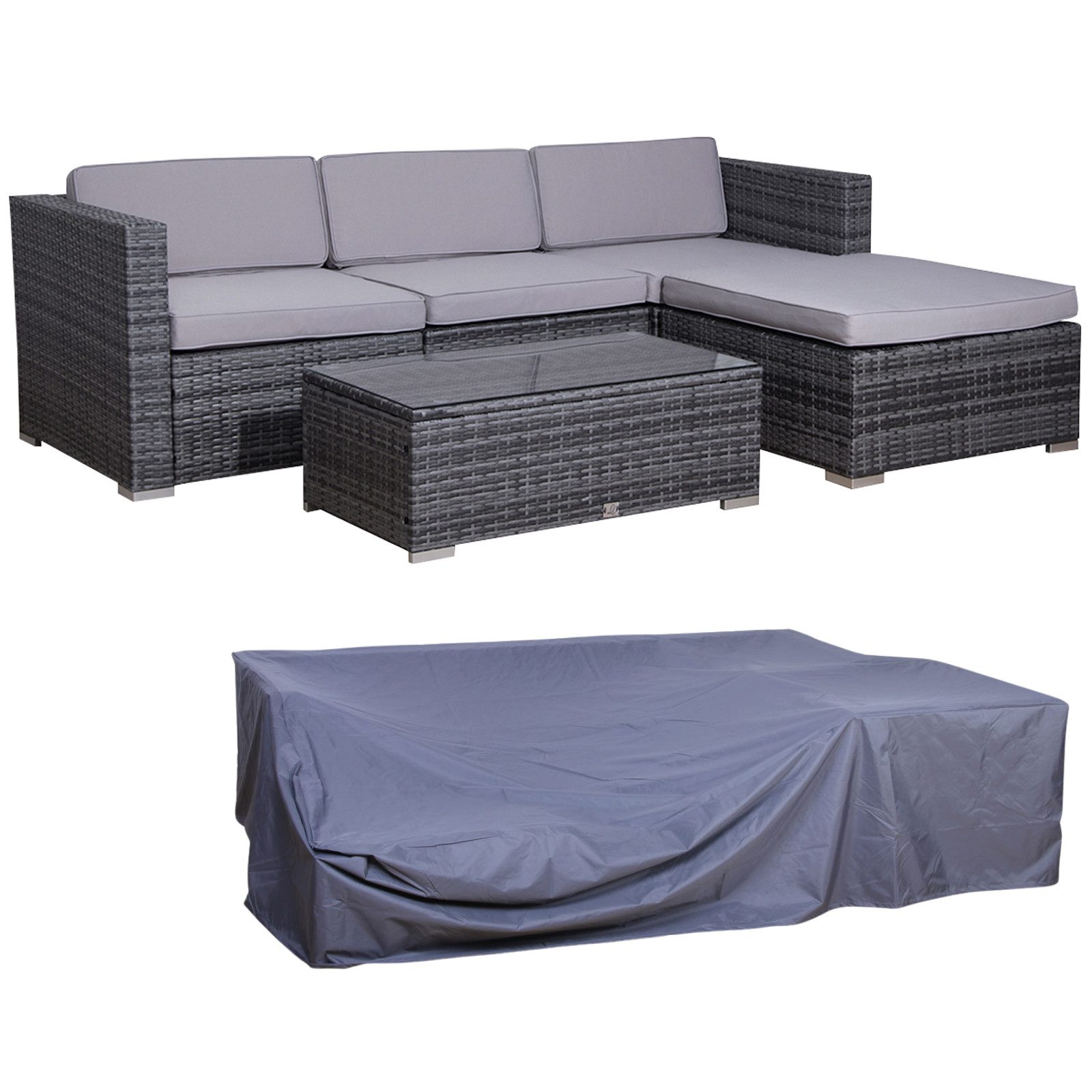 SVITA Gartenlounge-Set CALIFORNIA + Abdeckhaube, Gartenlounge, günstig online kaufen