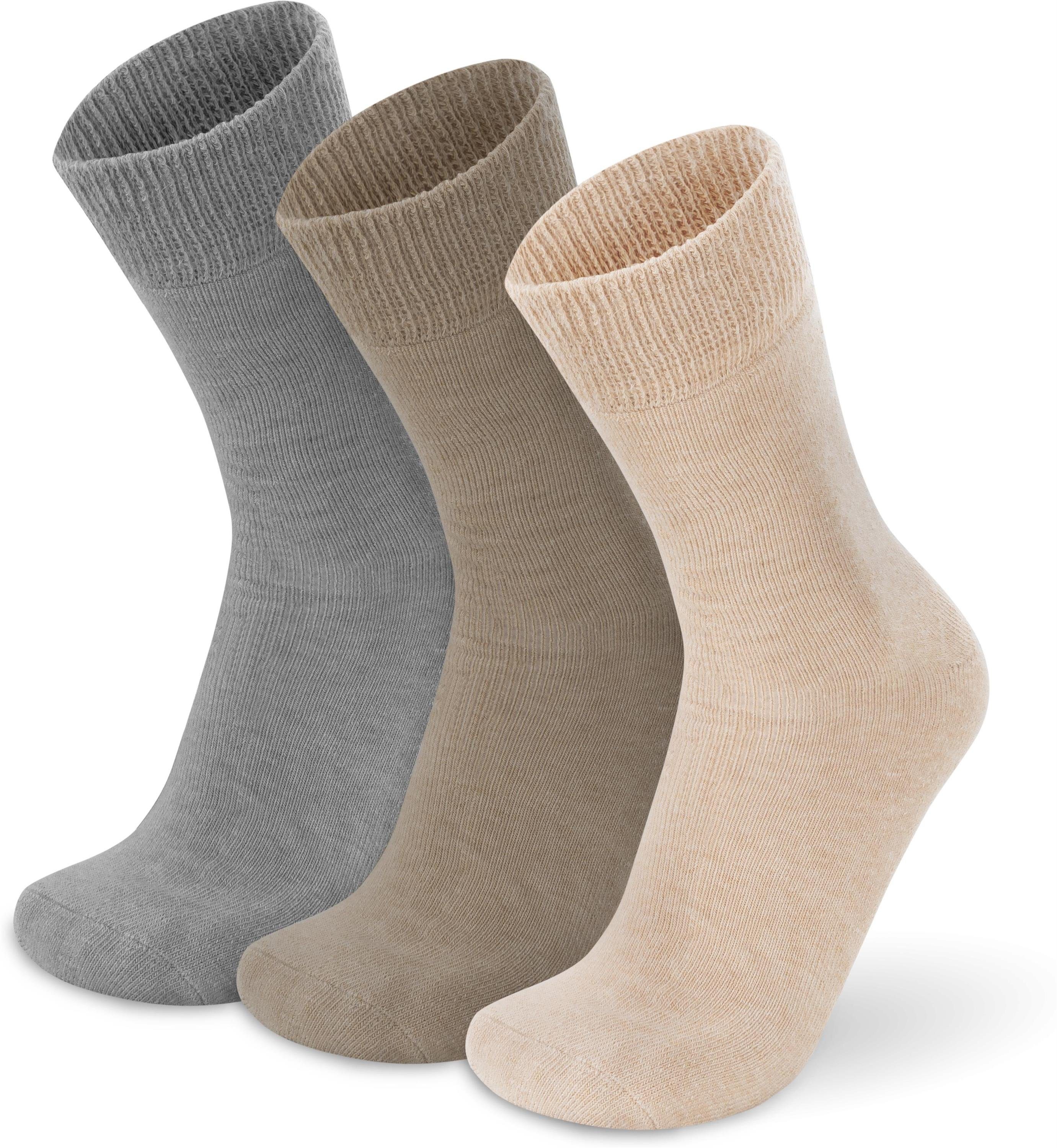 normani Thermosocken 3 Paar Alpaka-Vollplüschsocken (3 Paar) extra weiches Bündchen, extrem warm Grau/Braun/Beige